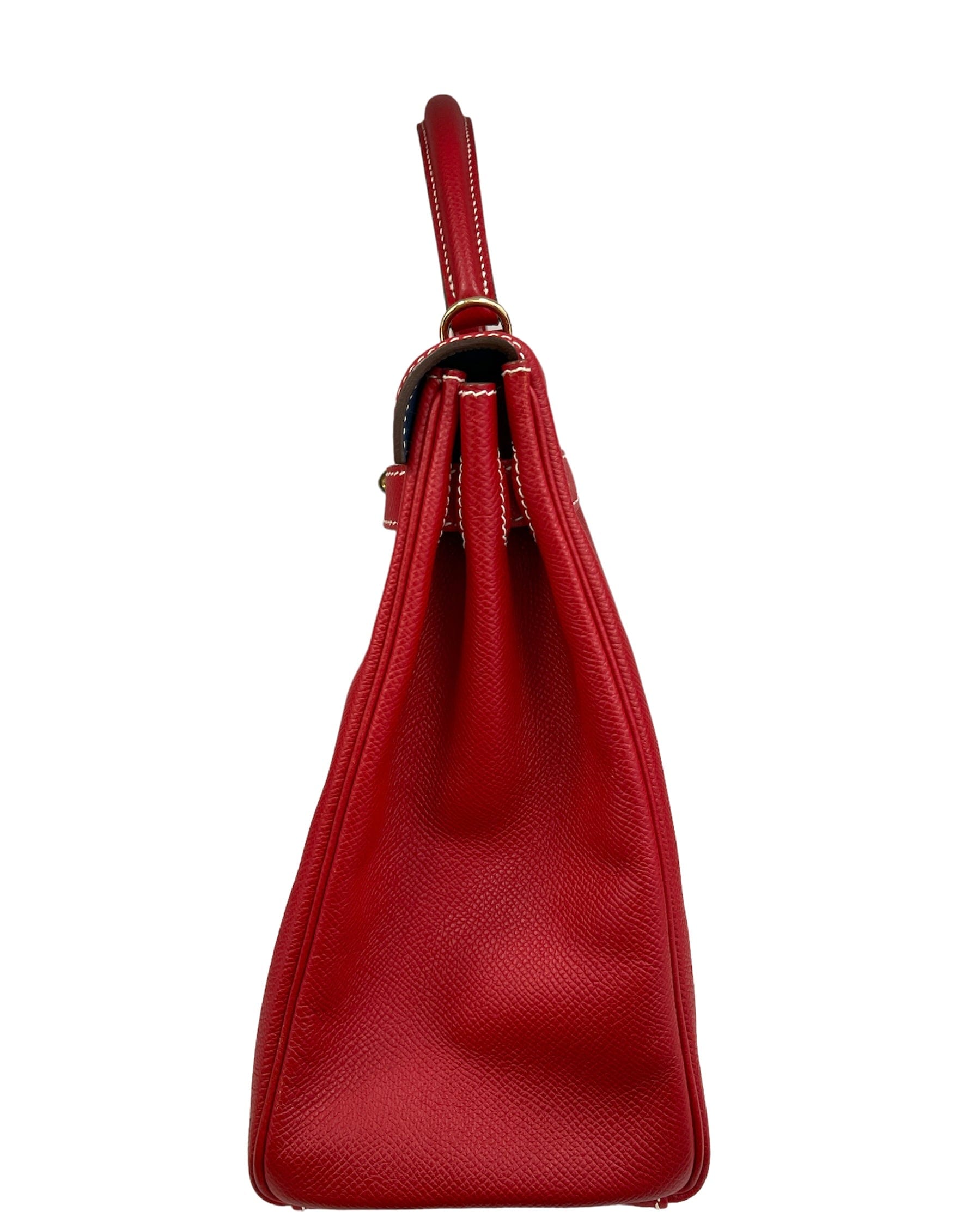 Hermès Kelly 32 Candy Rouge Casaque / Blue Thalassa Epsom PBHW SYL1089