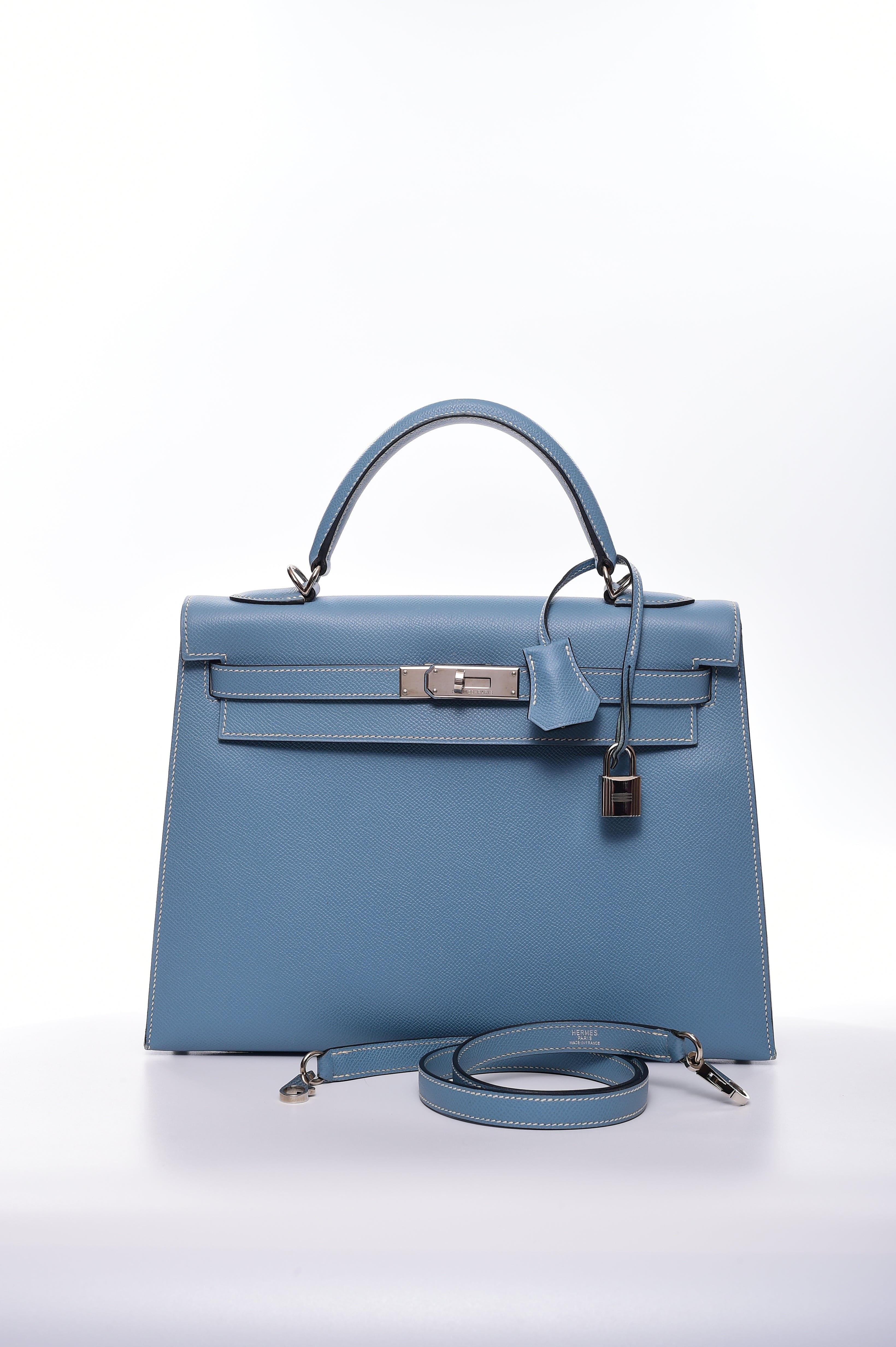 Hermès KELLY 32 SELLIER Blue Jean SYL1039