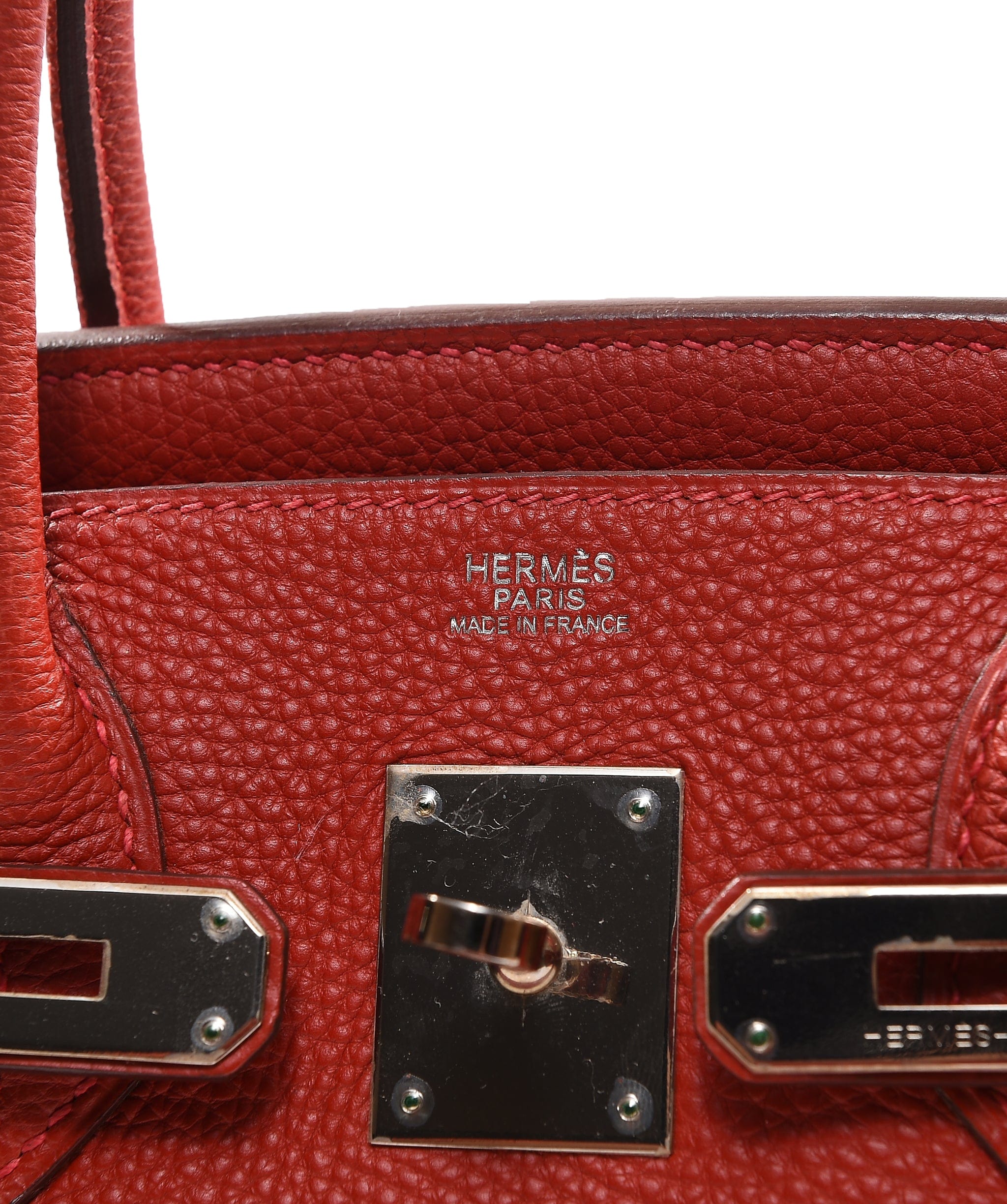 Hermès Preloved Hermes Birkin 30 Rouge Vif Togo PHW #J SKC1007