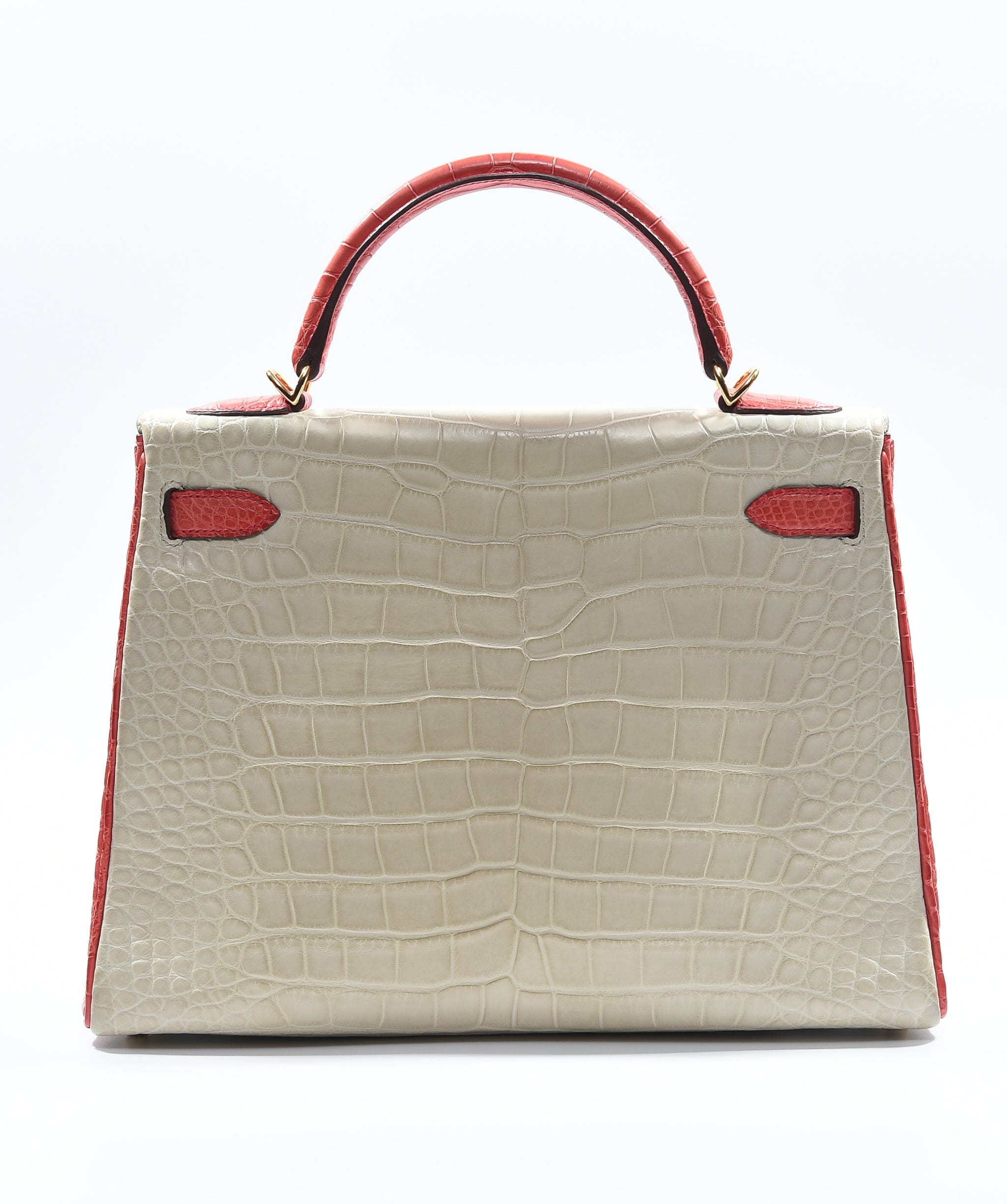 Hermès Preloved Hermes K32 HSS Beton / Geranium Matte alligator GHW Stamp SKC1021