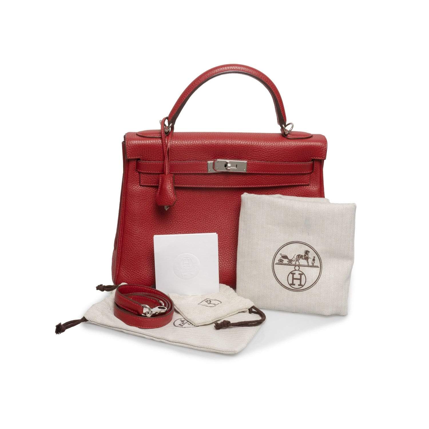 Hermès Preowned Hermes Kelly 32 Rouge Casaque Clemence PHW - ASL1705