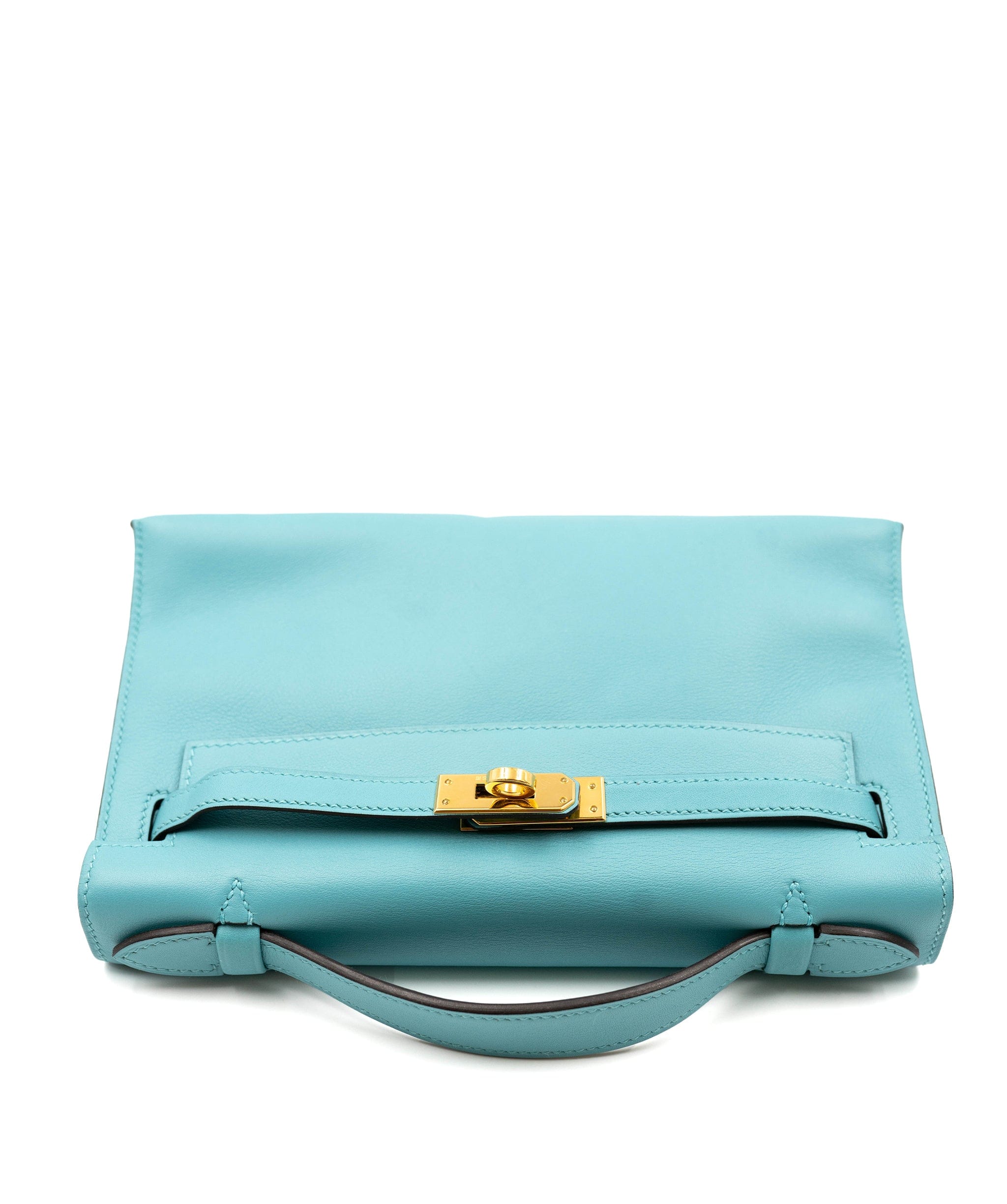 Hermès Preowned Hermès Kelly Pochette Swift Turquoise with GHW AGC1223