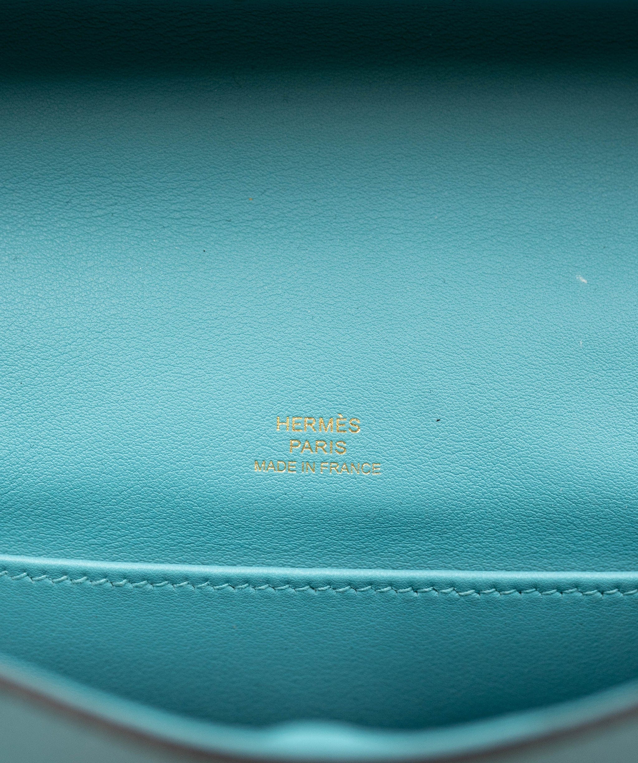 Hermès Preowned Hermès Kelly Pochette Swift Turquoise with GHW AGC1223