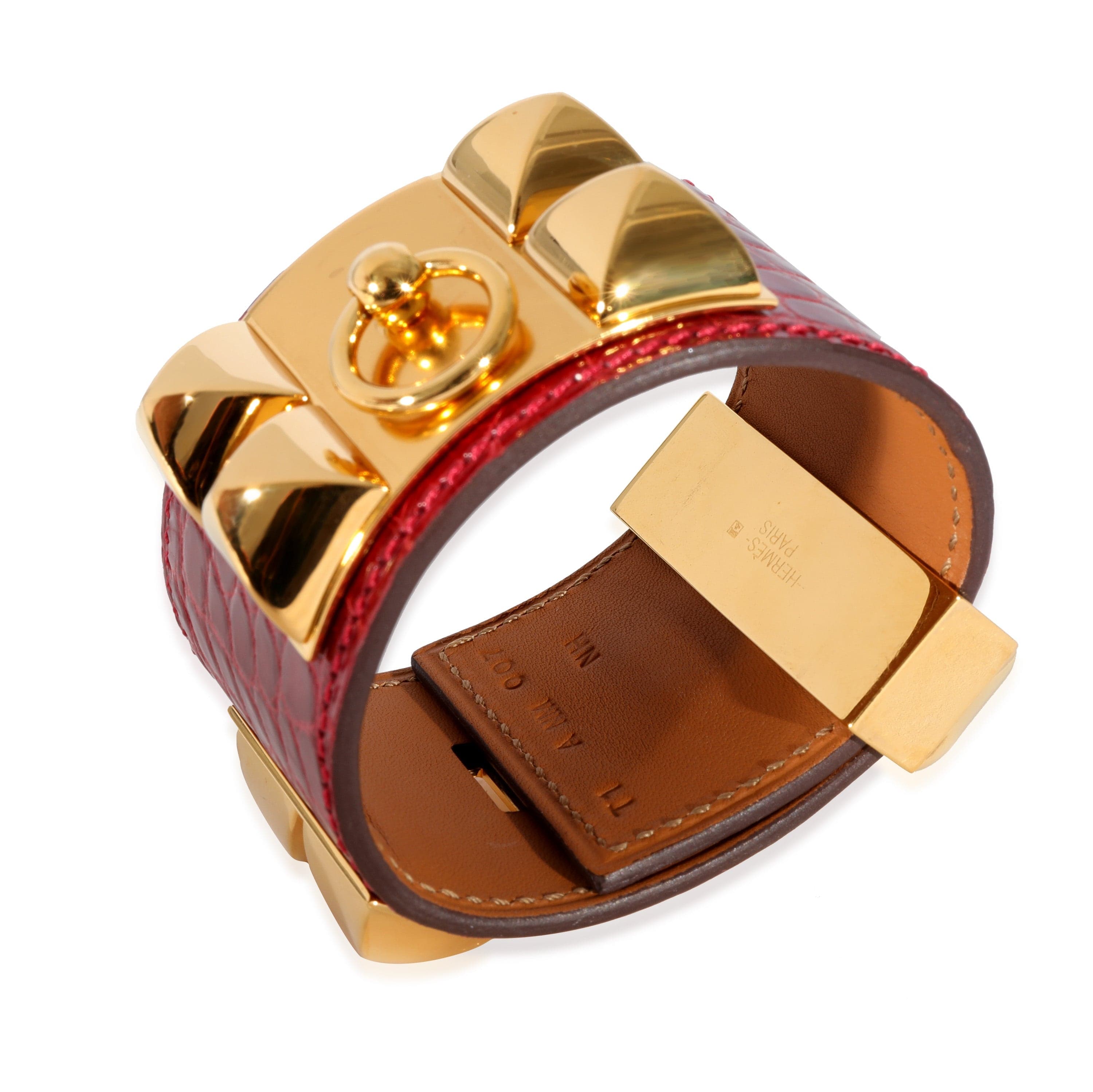 Hermès Hermès Collier De Chien Bracelet in  Fuchsia Alligator