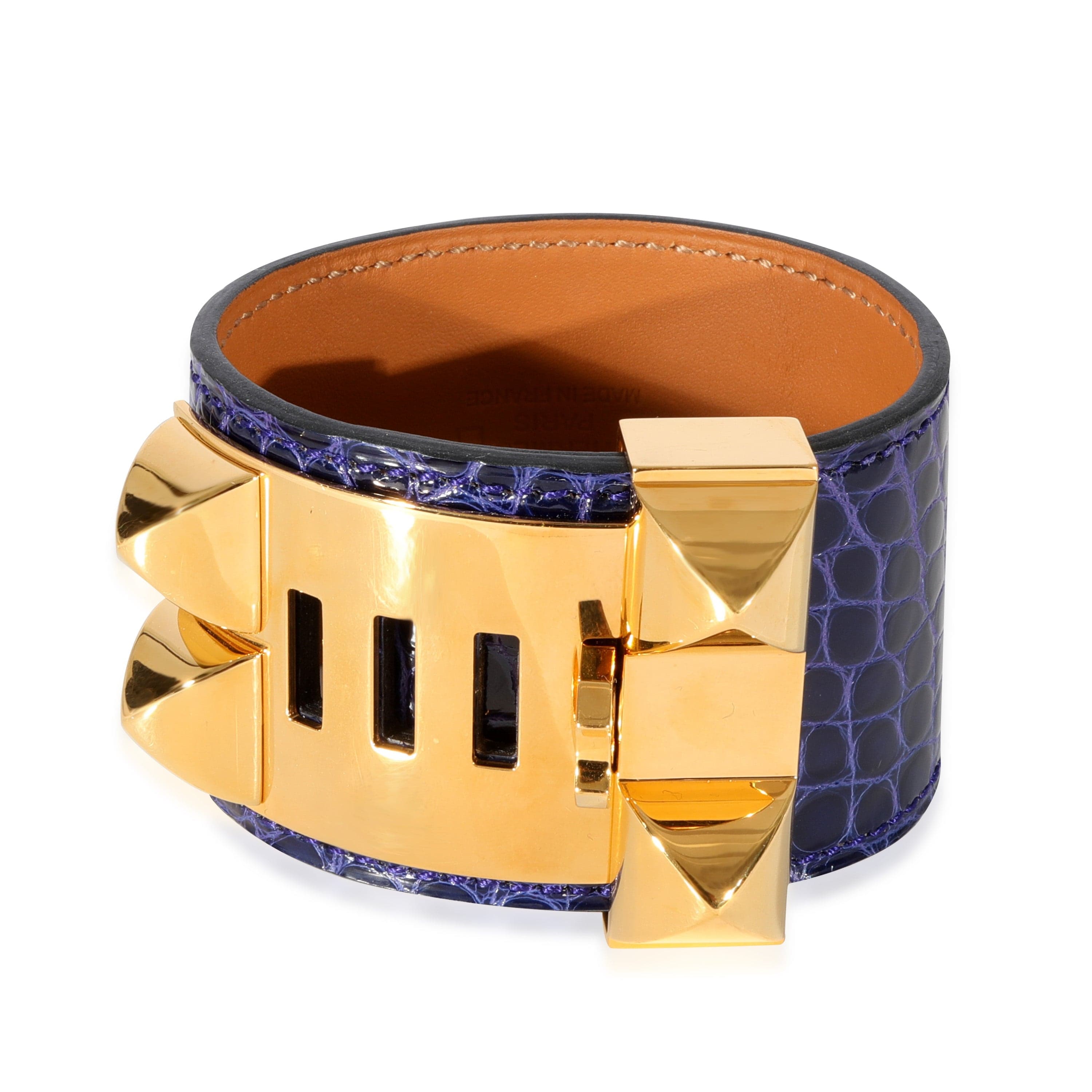 Hermès Hermès Collier De Chien Bracelet in  Purple Alligator