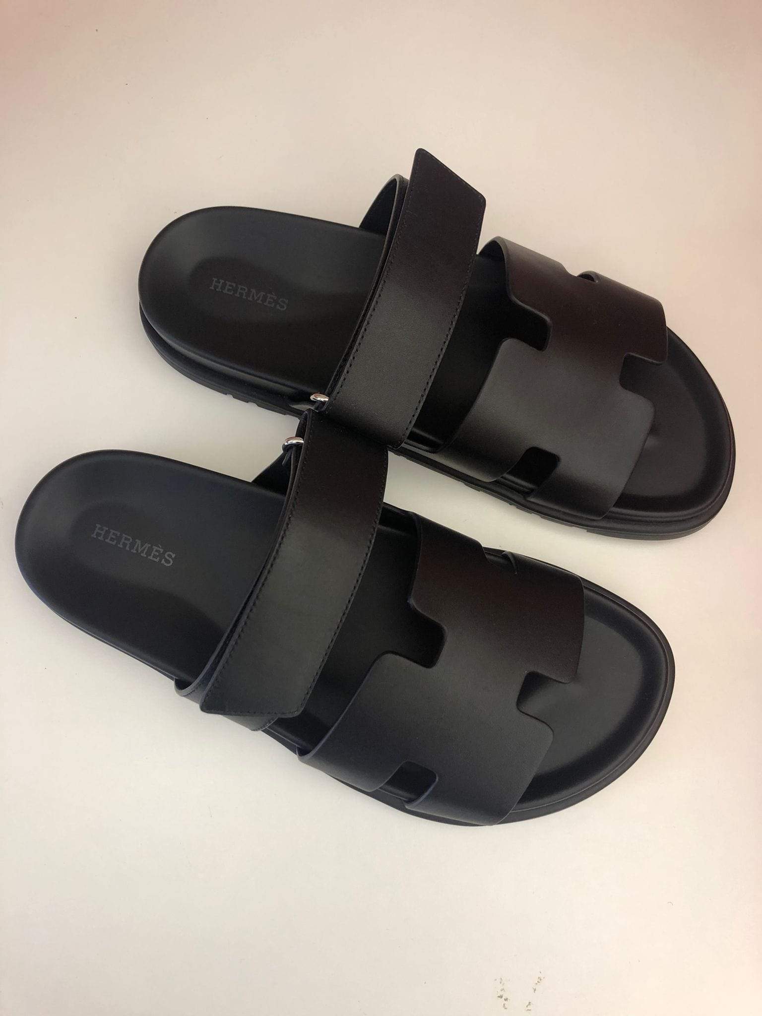 Hermès Hermes Black Chypre Sandals - AGC1076