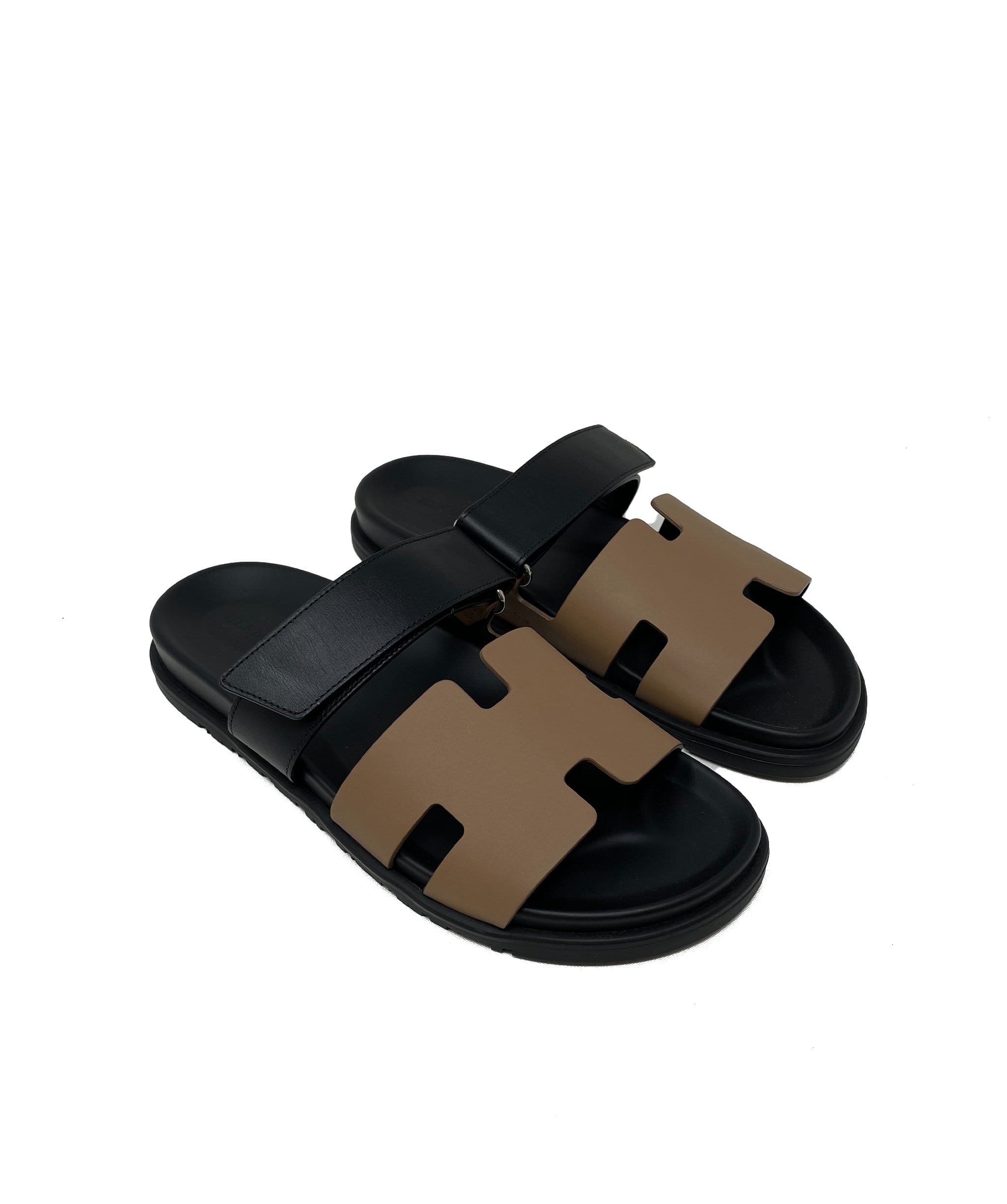 Hermès Hermes Chypre Beige and Black Sandals Size 42 - AGL1285