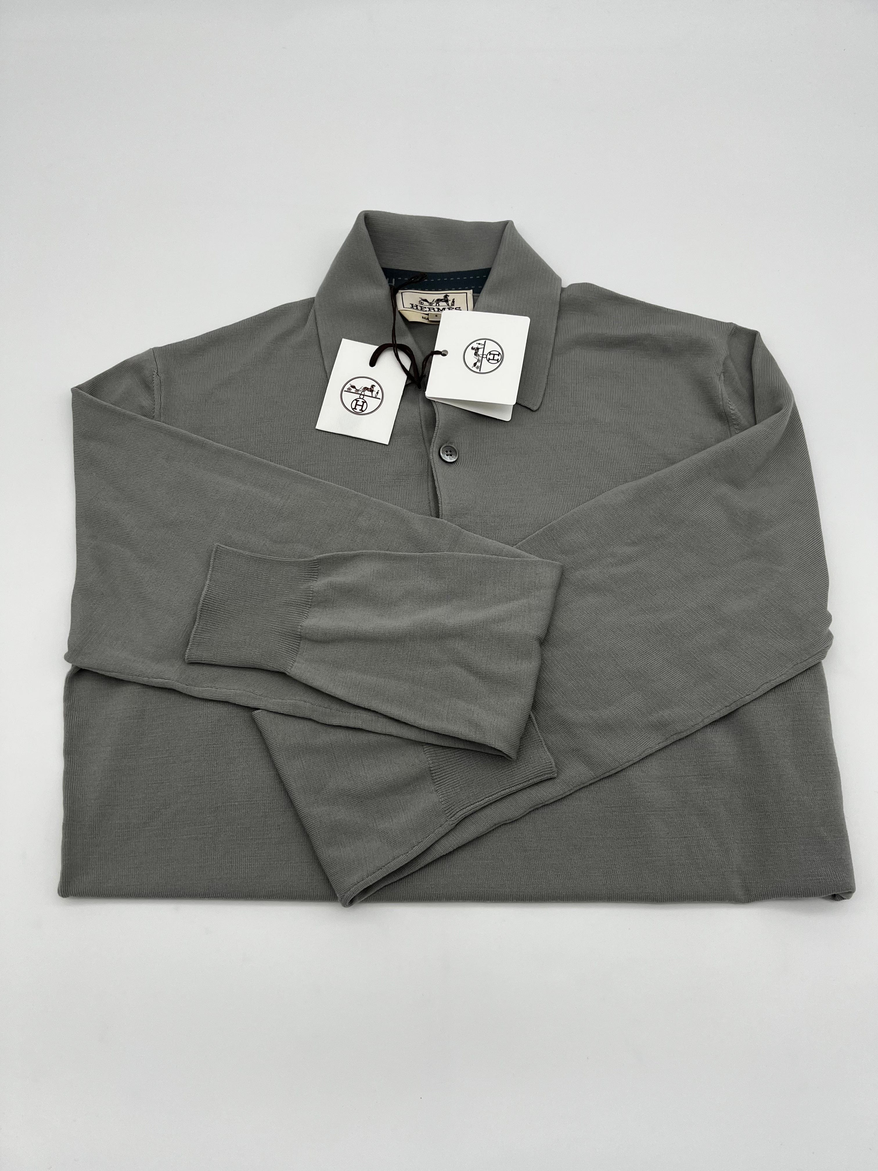 Hermès Hermes Long Sleeve Polo in 2p Pierre  UIC1004