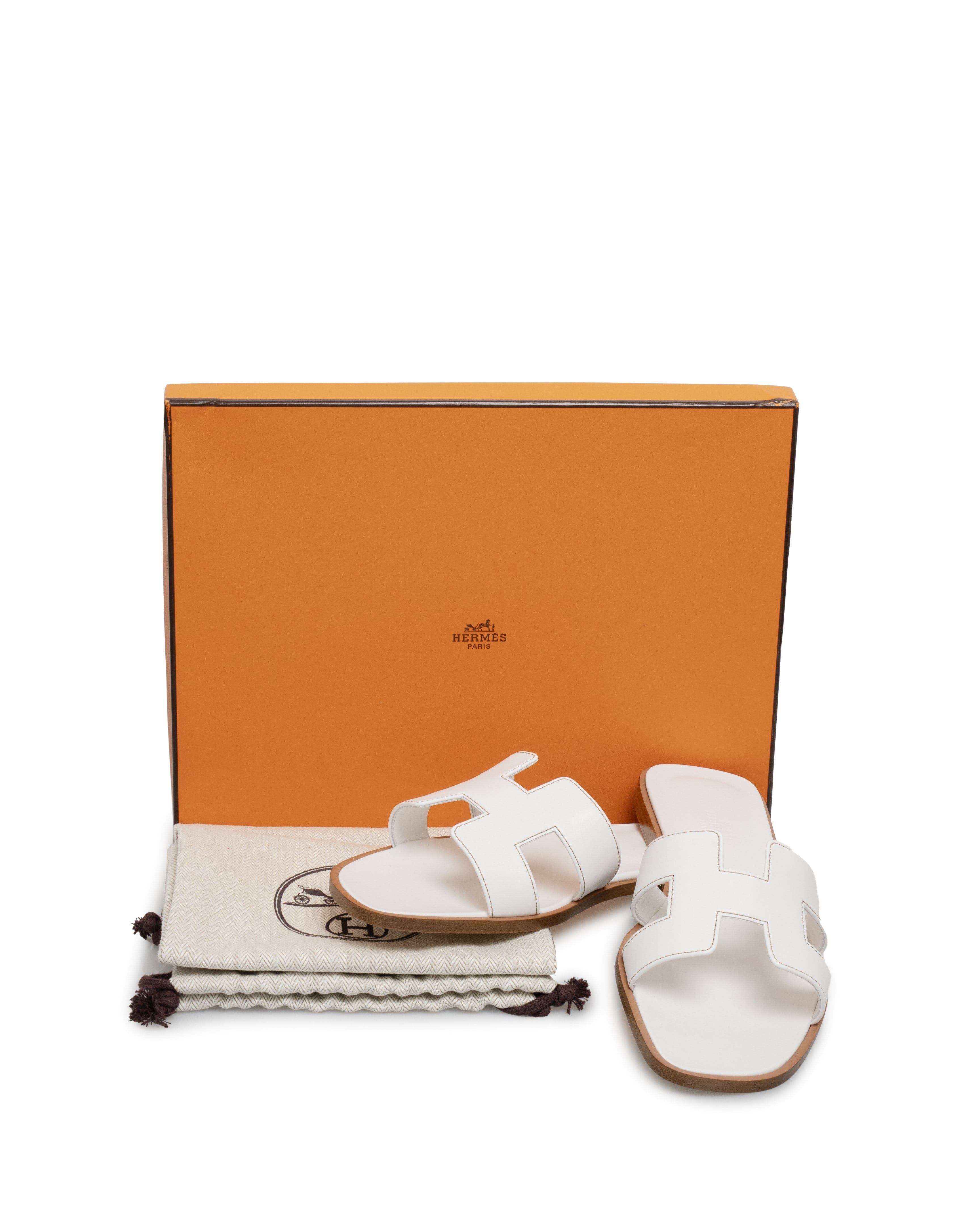 Hermès Hermes oran sandals White 38 - ASL1708