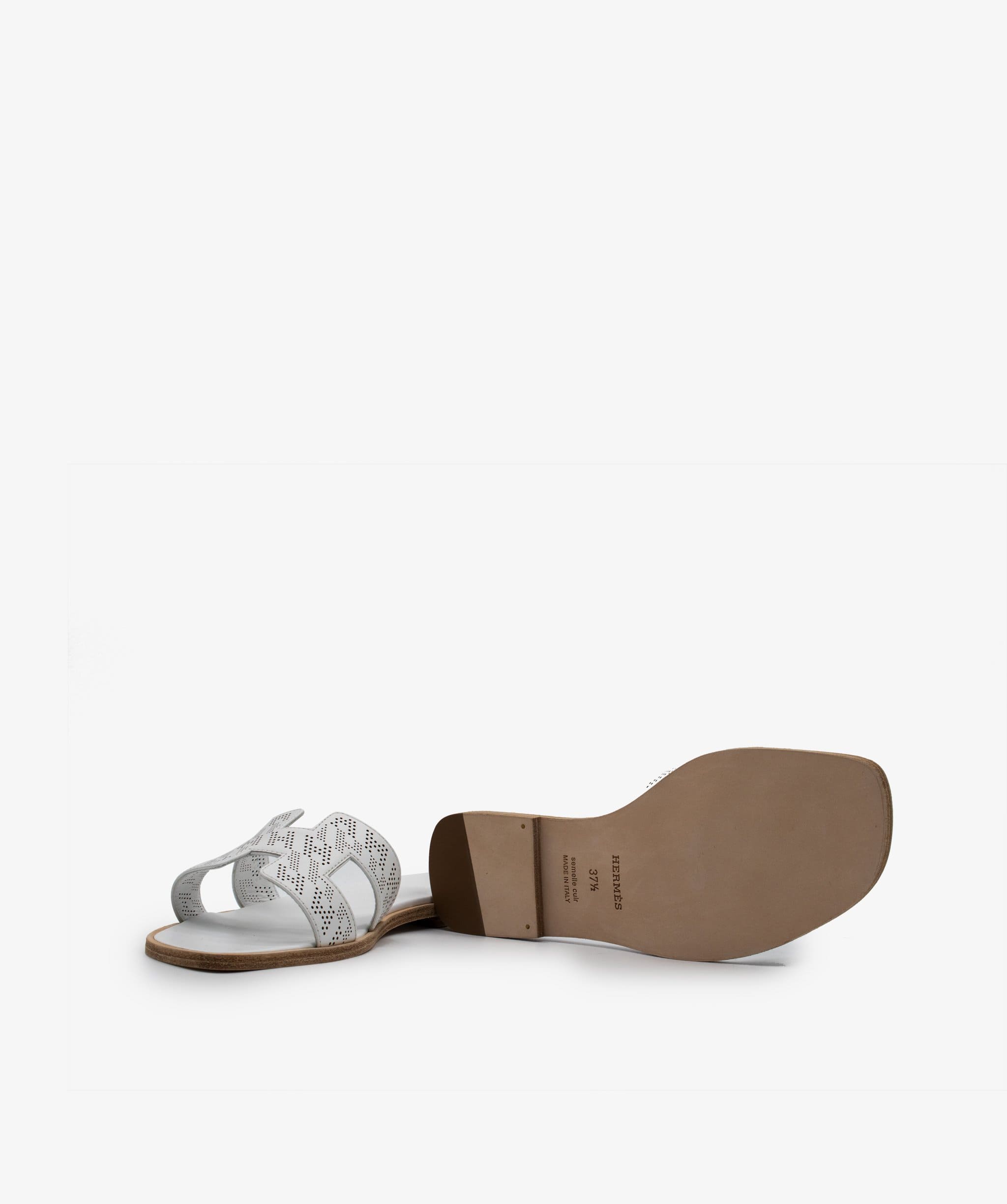 Hermès Hermes Oran Sandals White Perforated RJL1063