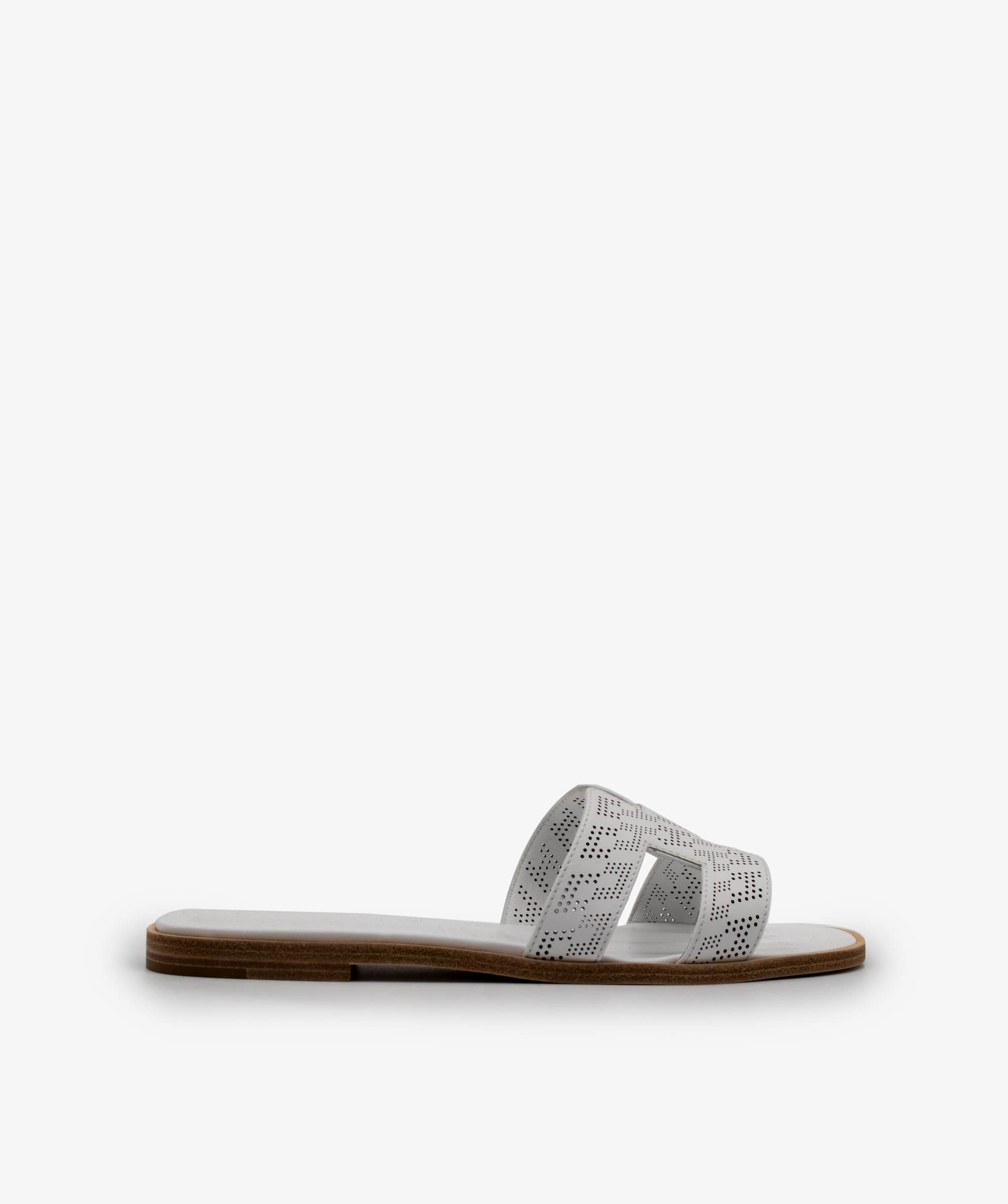 Hermès Hermes Oran Sandals White Perforated RJL1063