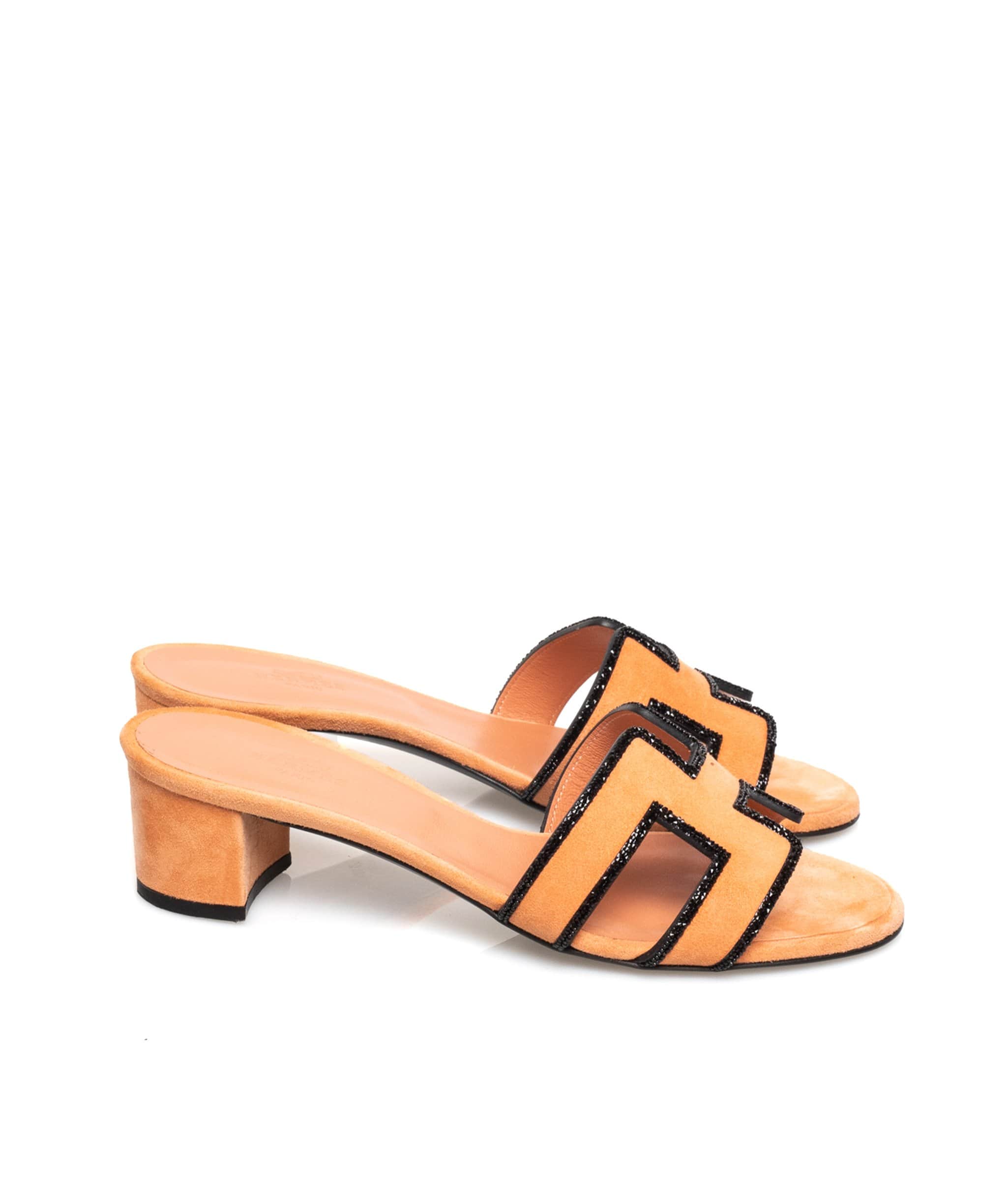 Hermès Hermes Suede Oasis Pink  and Glitter Timmed Shoes - ADL1443