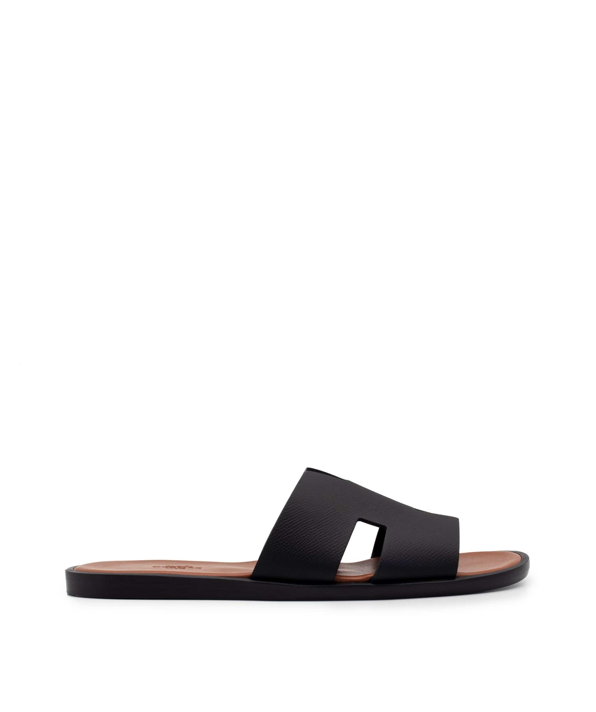 Hermès Izmir Sandals Black & Gold - Size 42 - 7917