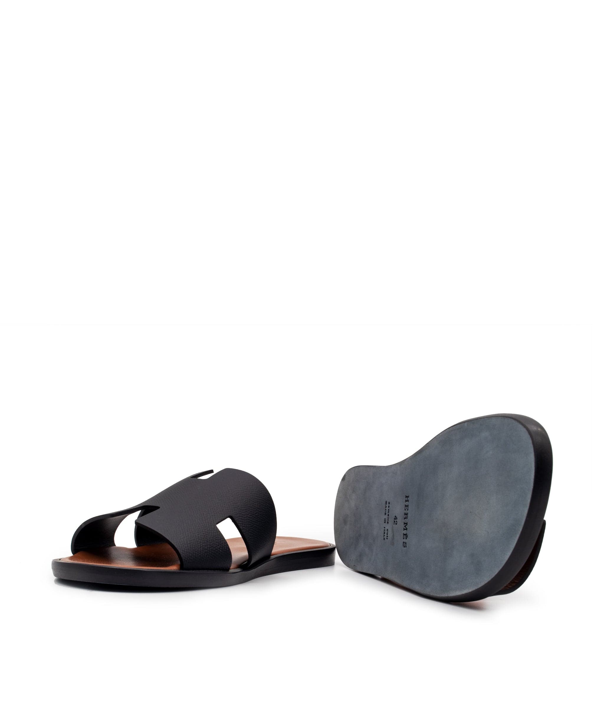 Hermès Izmir Sandals Black & Gold - Size 42 - 7917