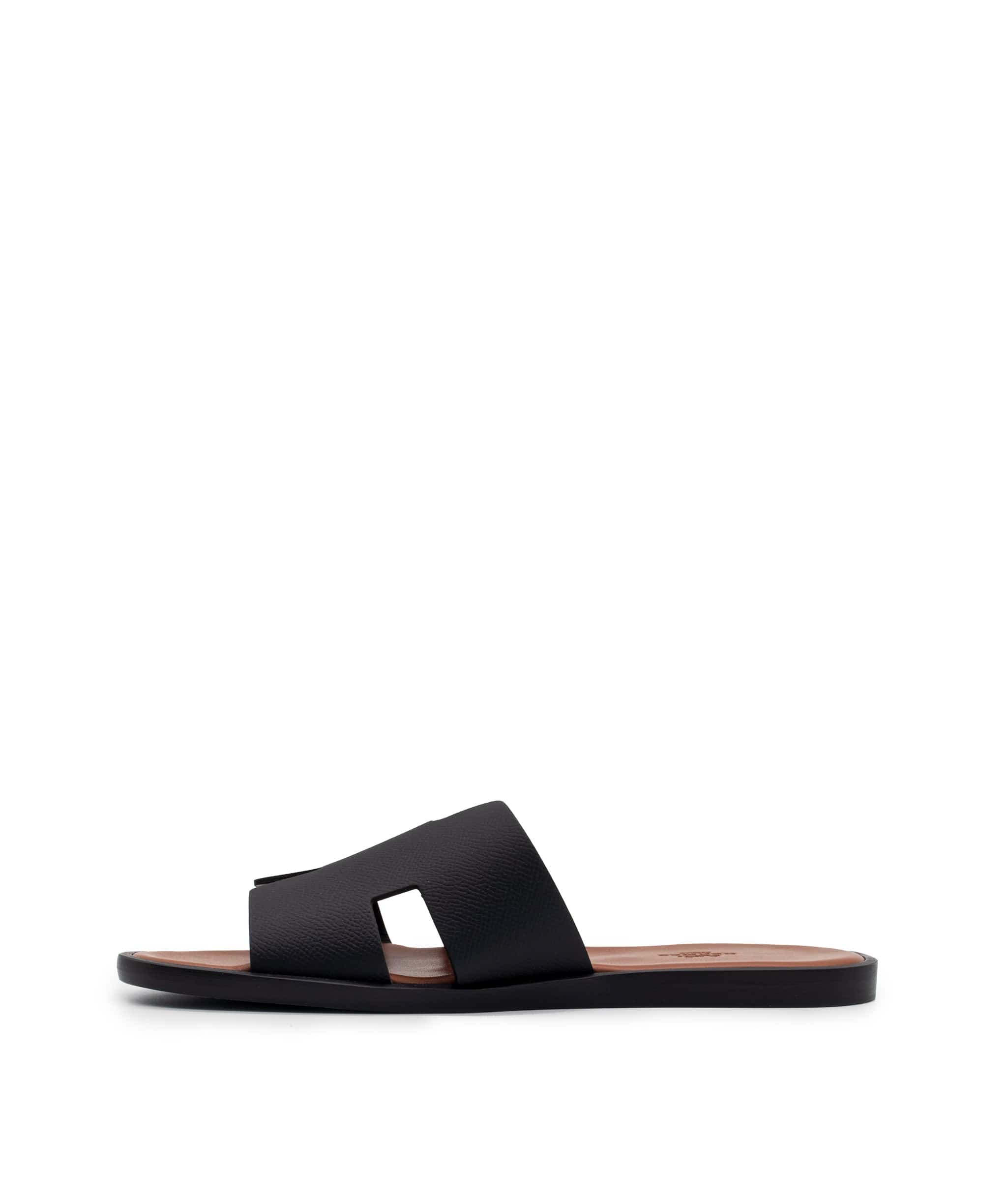 Hermès Izmir Sandals Black & Gold - Size 42 - 7917