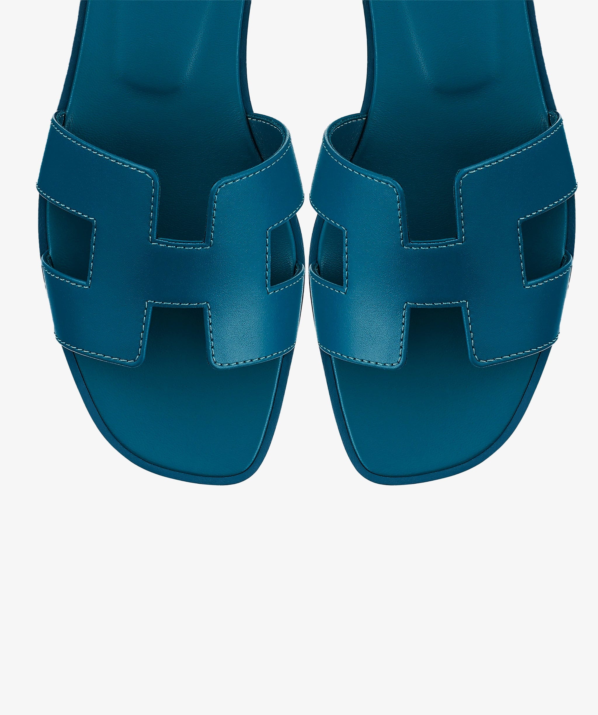 Hermès Oran Sandals, Blue Velvet, 38.5 - 01DUB101