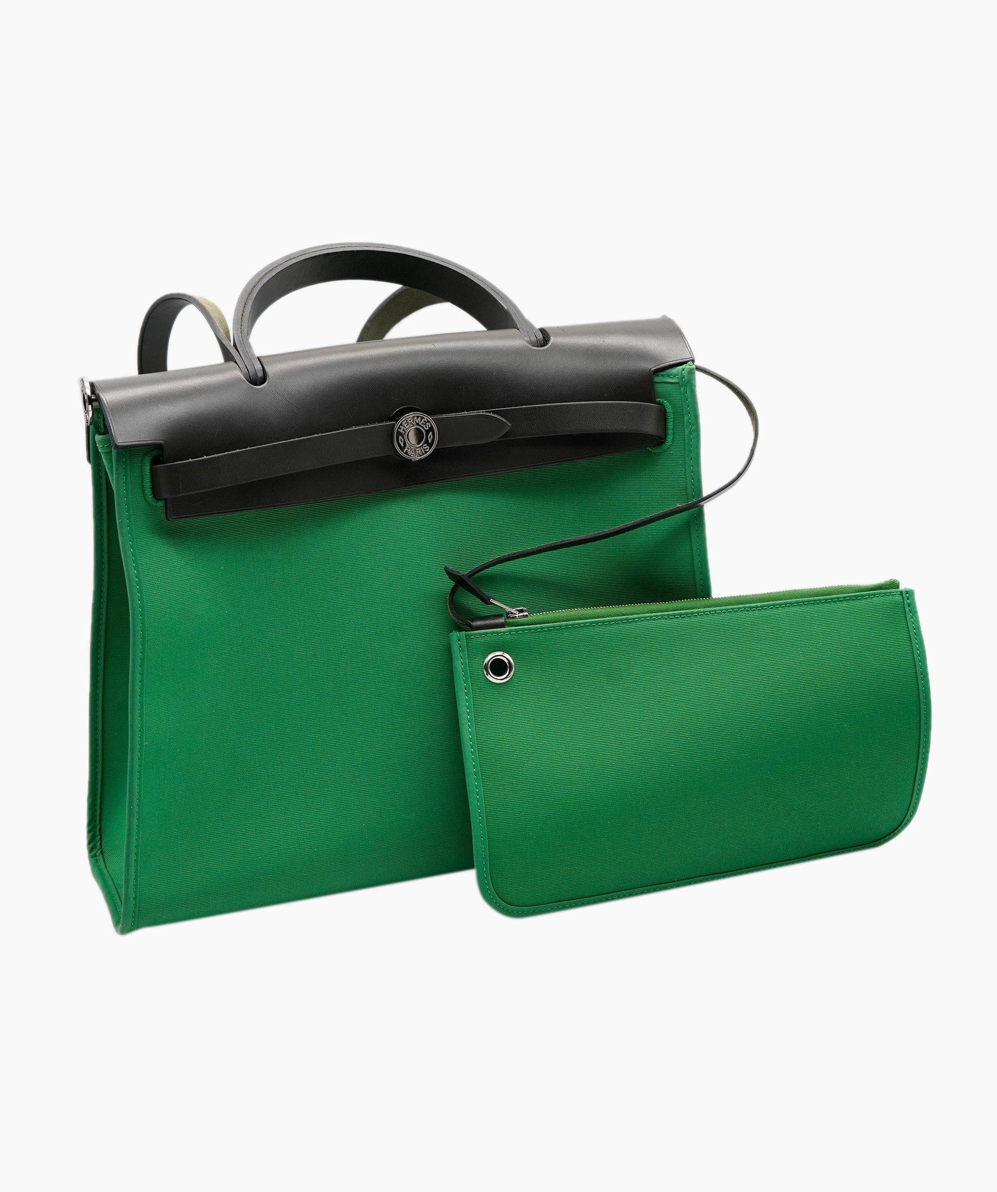 Hermes Hermes green and black Herbag, null 25.0cmX11.0cm AEC14336-FD