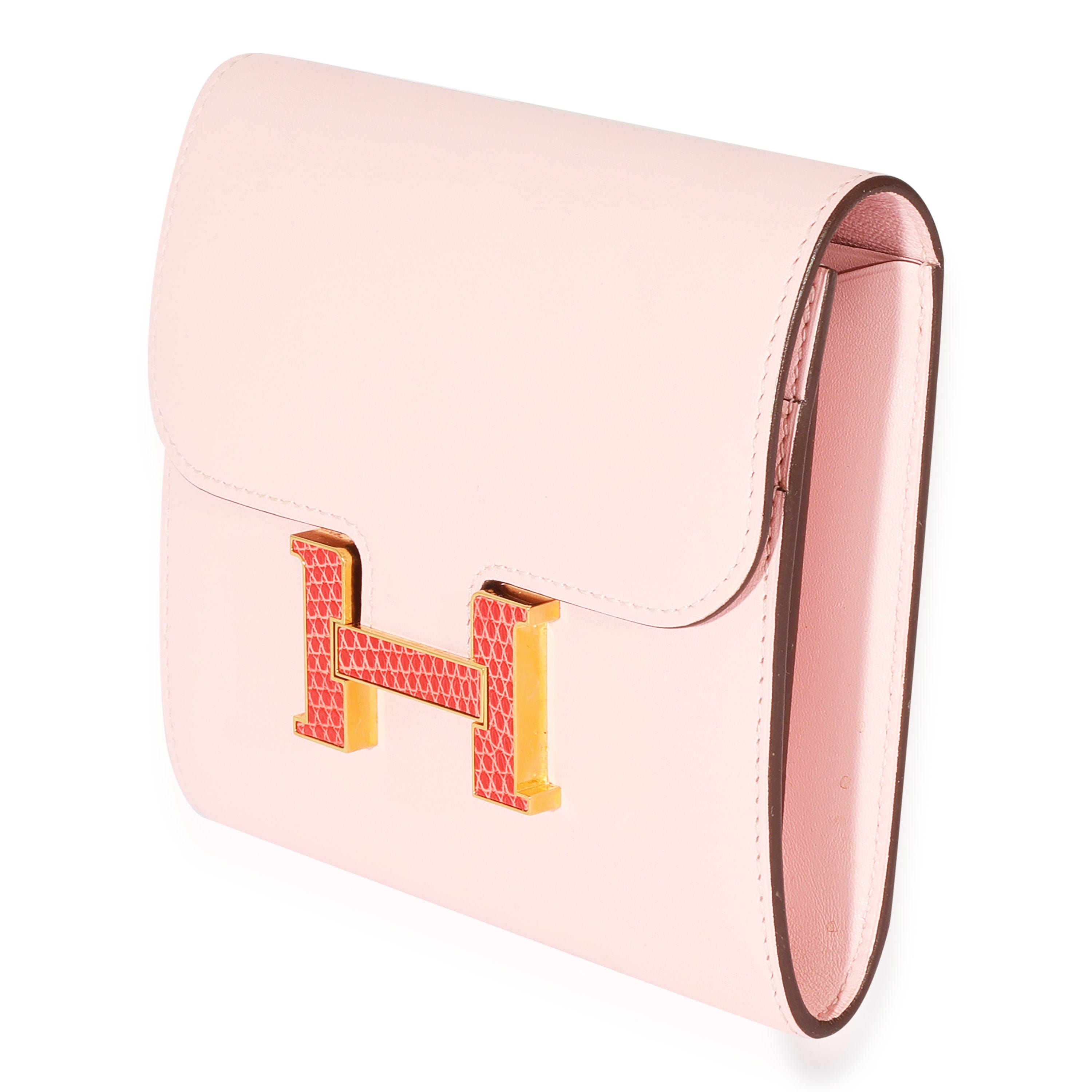 Hermès Hermes Tadelakt Rose Sakura Bougainvillea Lizard Constance Wallet