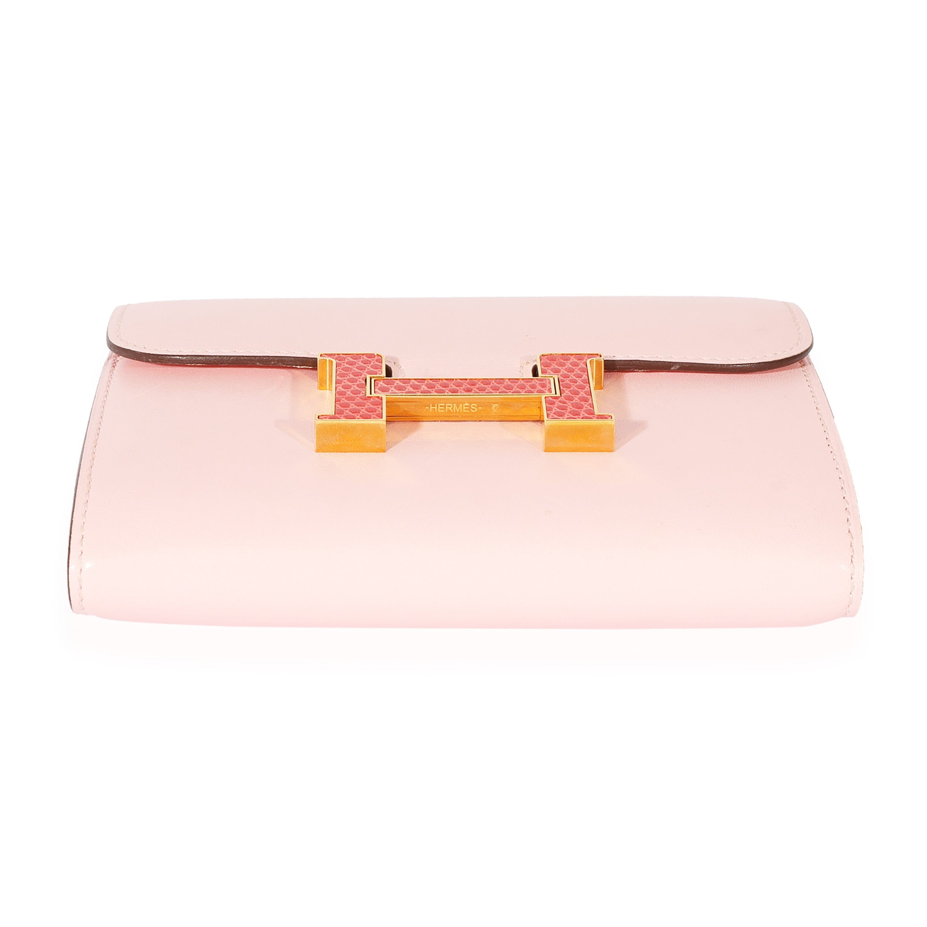 Hermès Hermes Tadelakt Rose Sakura Bougainvillea Lizard Constance Wallet