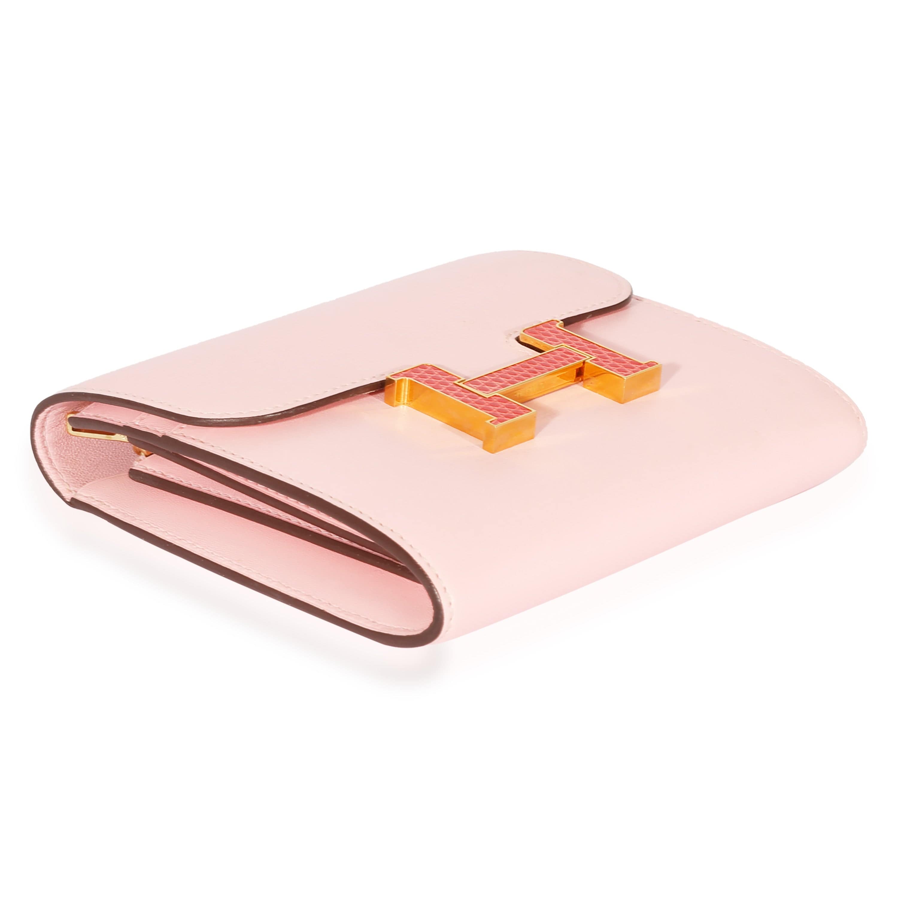 Hermès Hermes Tadelakt Rose Sakura Bougainvillea Lizard Constance Wallet