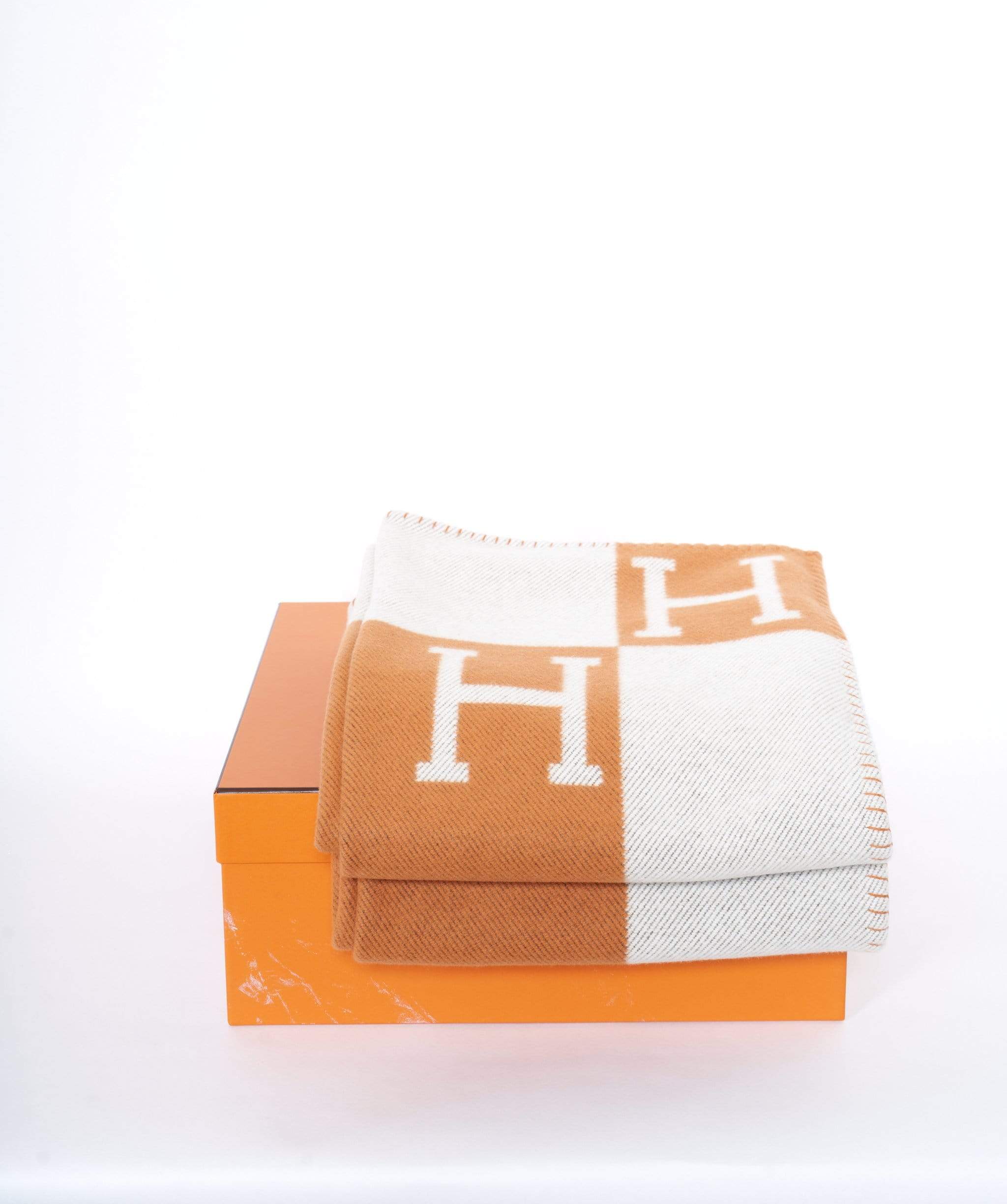 Hermès Hermés Avalon Blanket Ecru/Potiron (Grey/Orange)