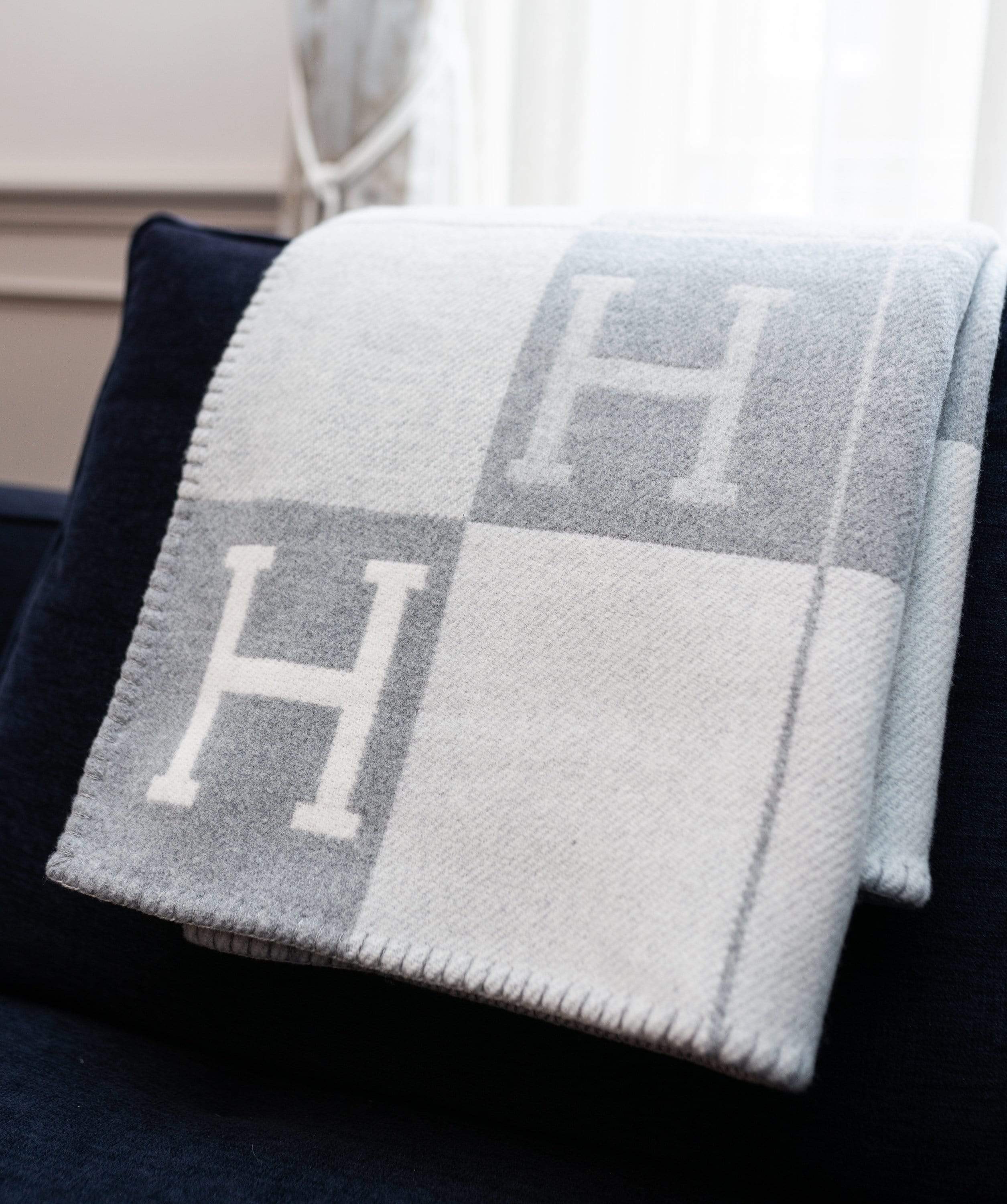 Hermès Hermes Avalon Blanket Gris Clair