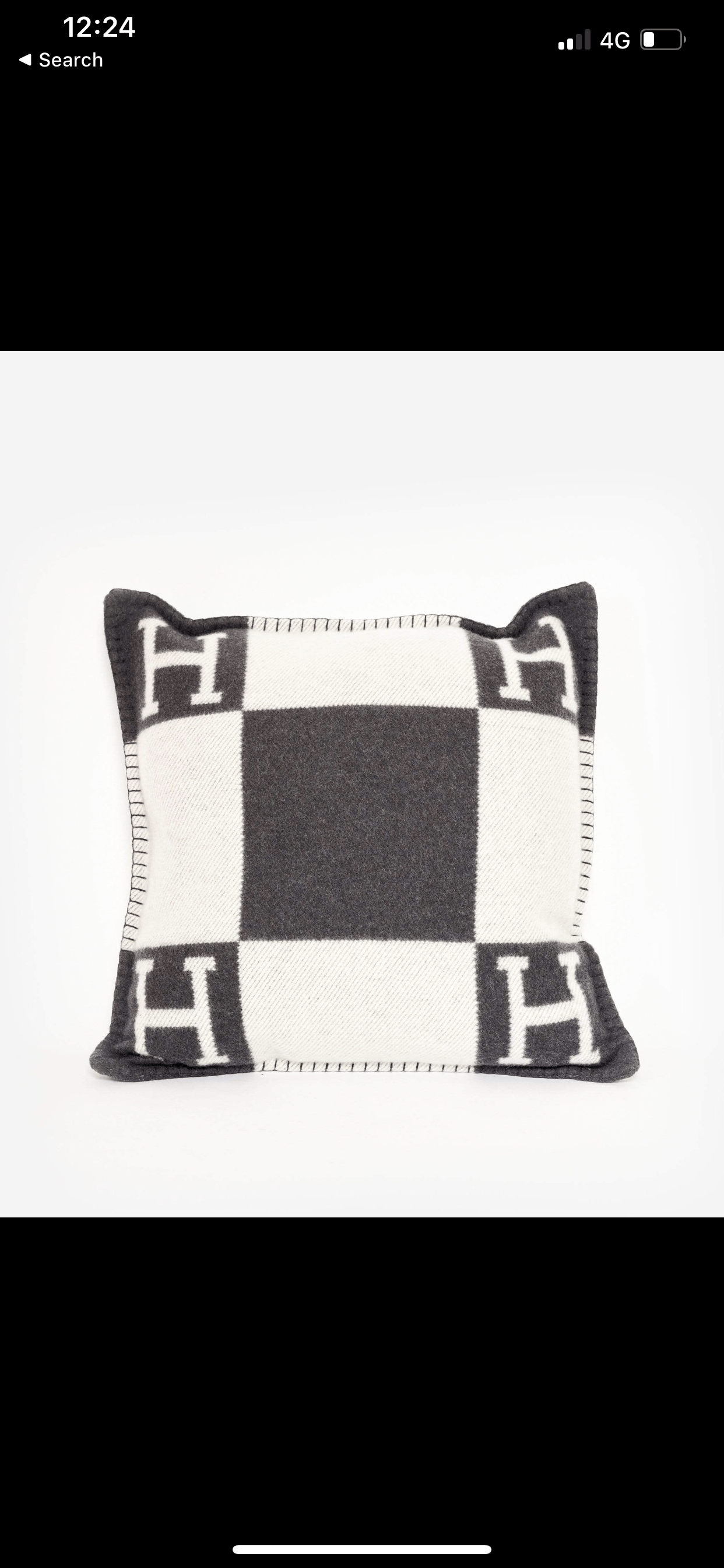 Hermès Hermes Avalon pillow in dark grey and white