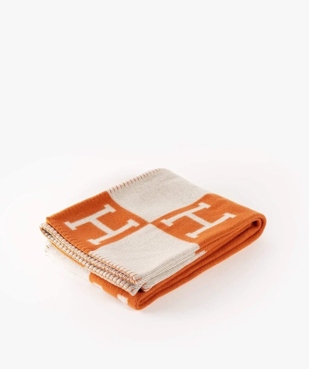 Hermès Hermes Avalon Throw (Écru / Potiron) SKL1051