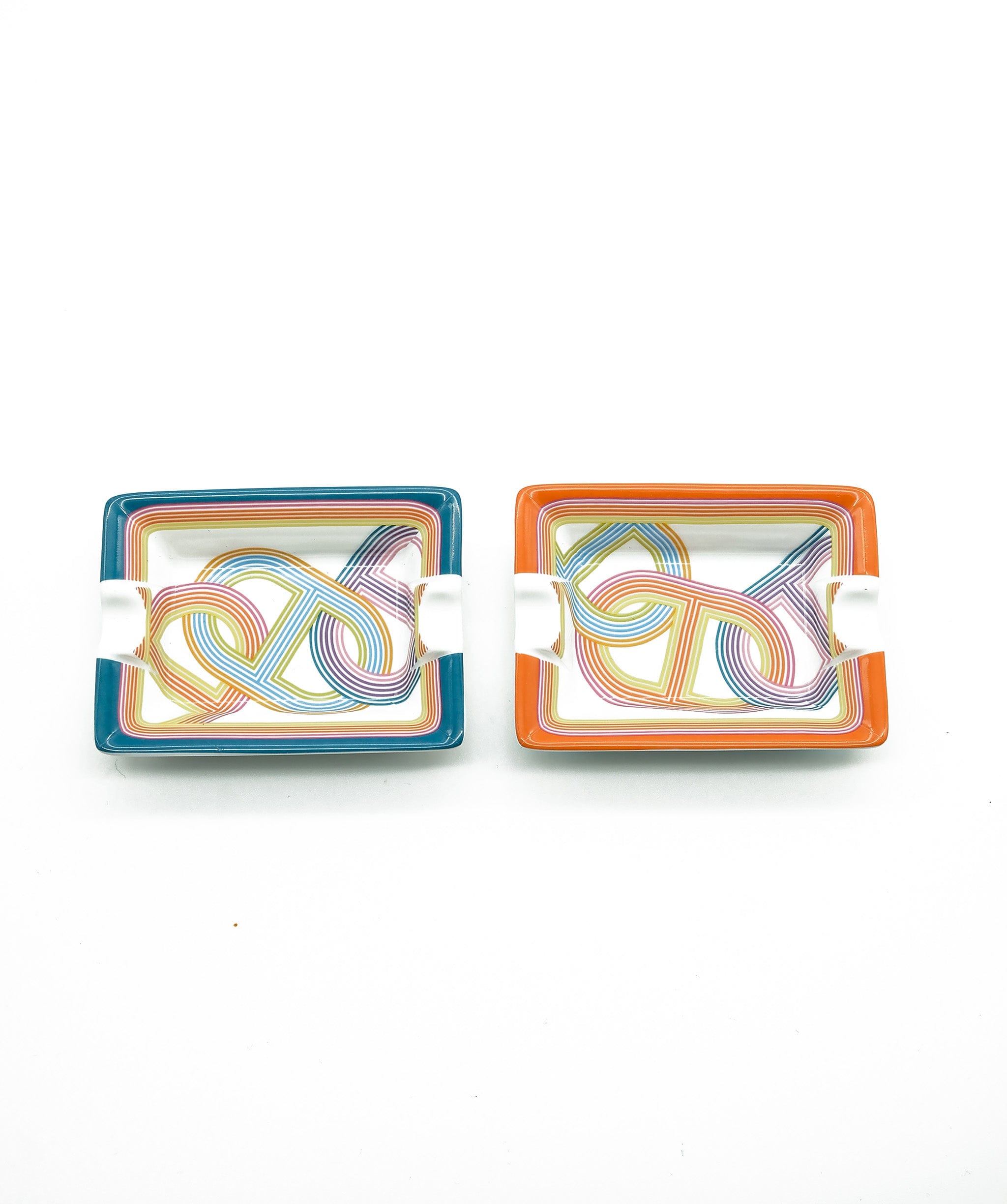 Hermès Hermes Circuit 24 Mini Ashtrays Marine/Tangerine (Set of 2) - 7853