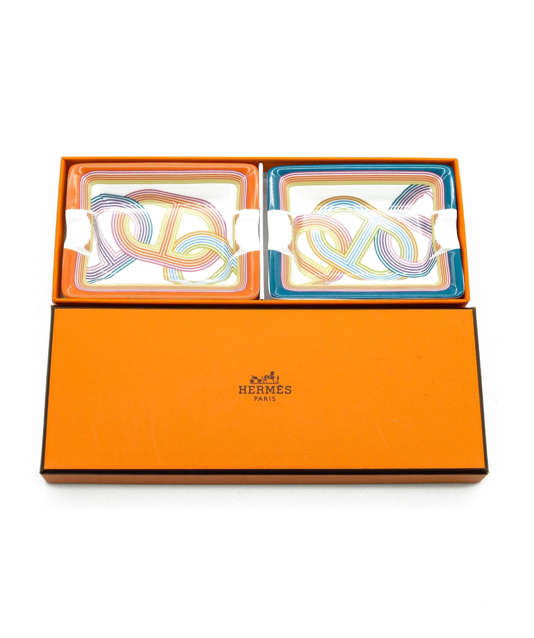 Hermès Hermes Circuit 24 Mini Ashtrays Marine/Tangerine (Set of 2) - 7853