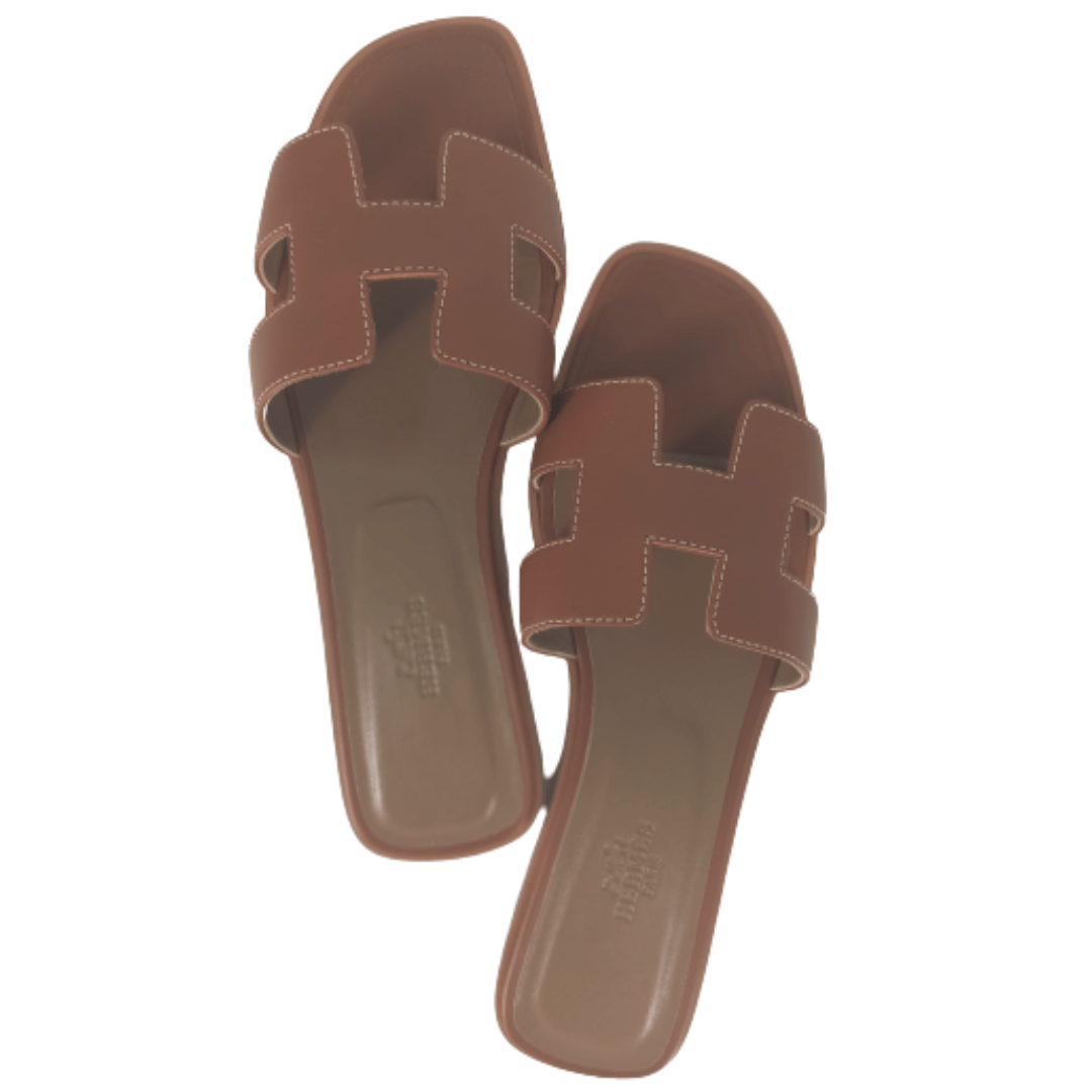 Hermès Hermes Ladies Oran Sandals (Gold Swift) RJL1807