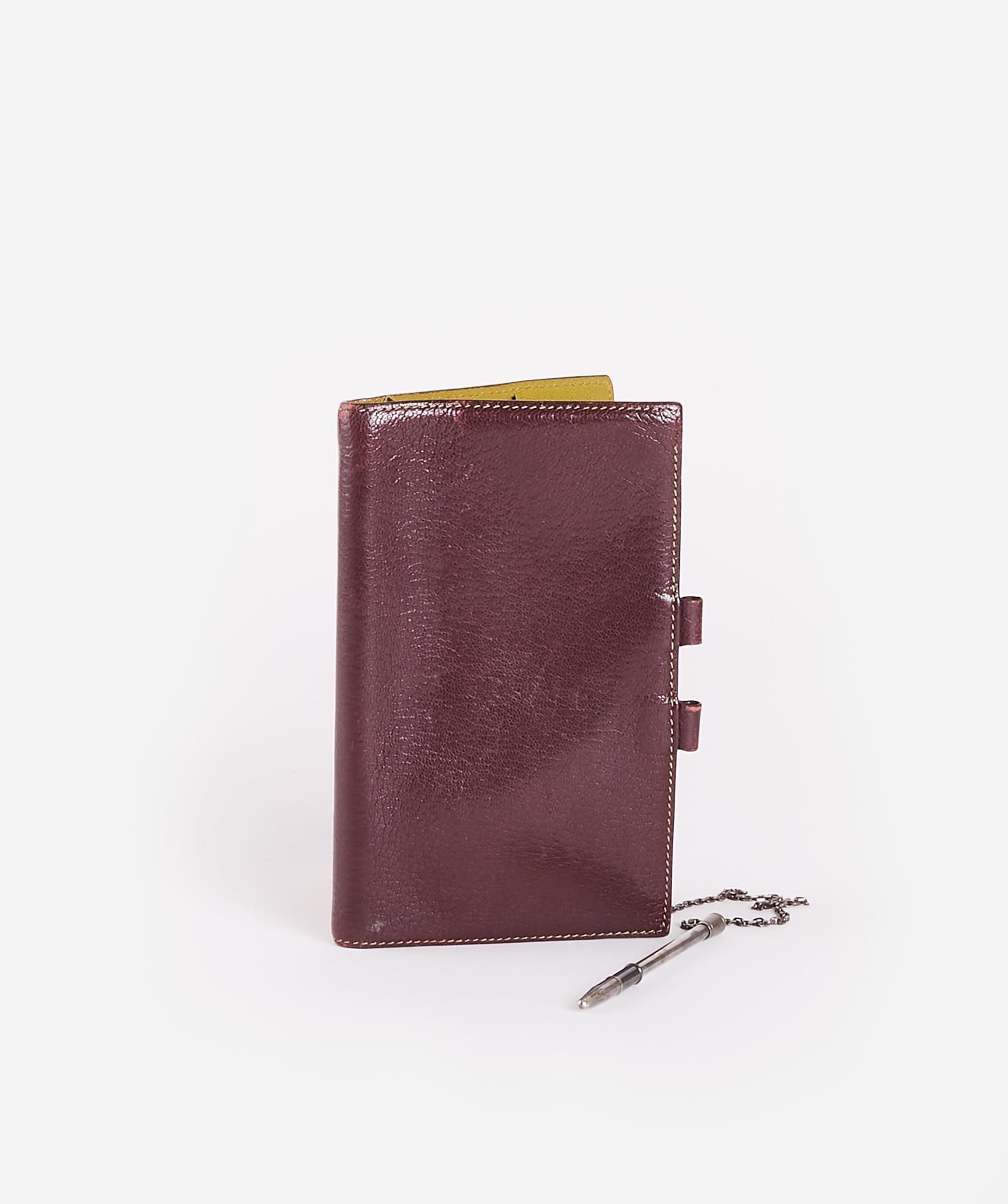 Hermès HERMES Leather Mini Notebook Cover Brown