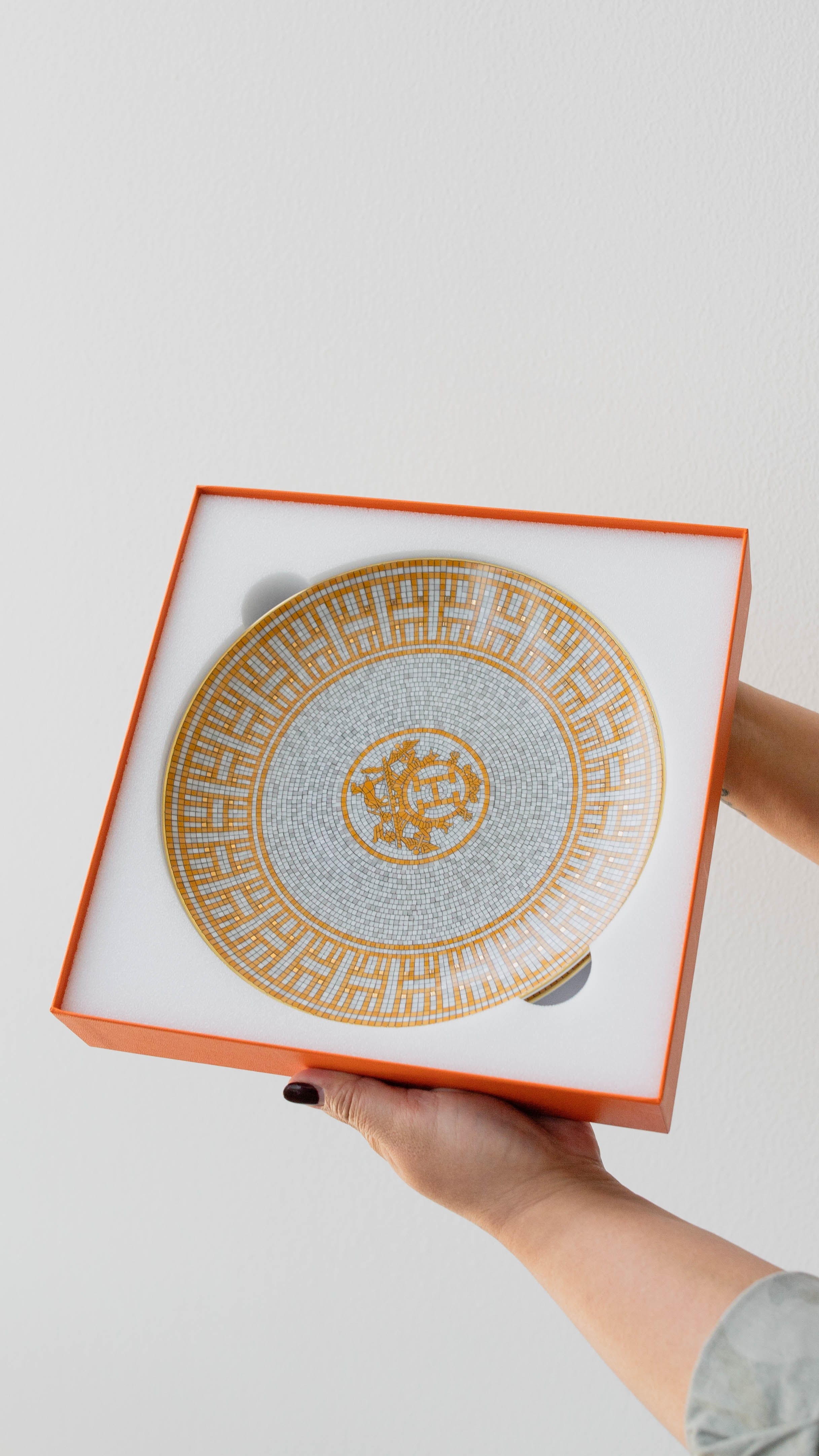 Hermès Hermes Mosaic Plate Gold Set of 2 RJL1662