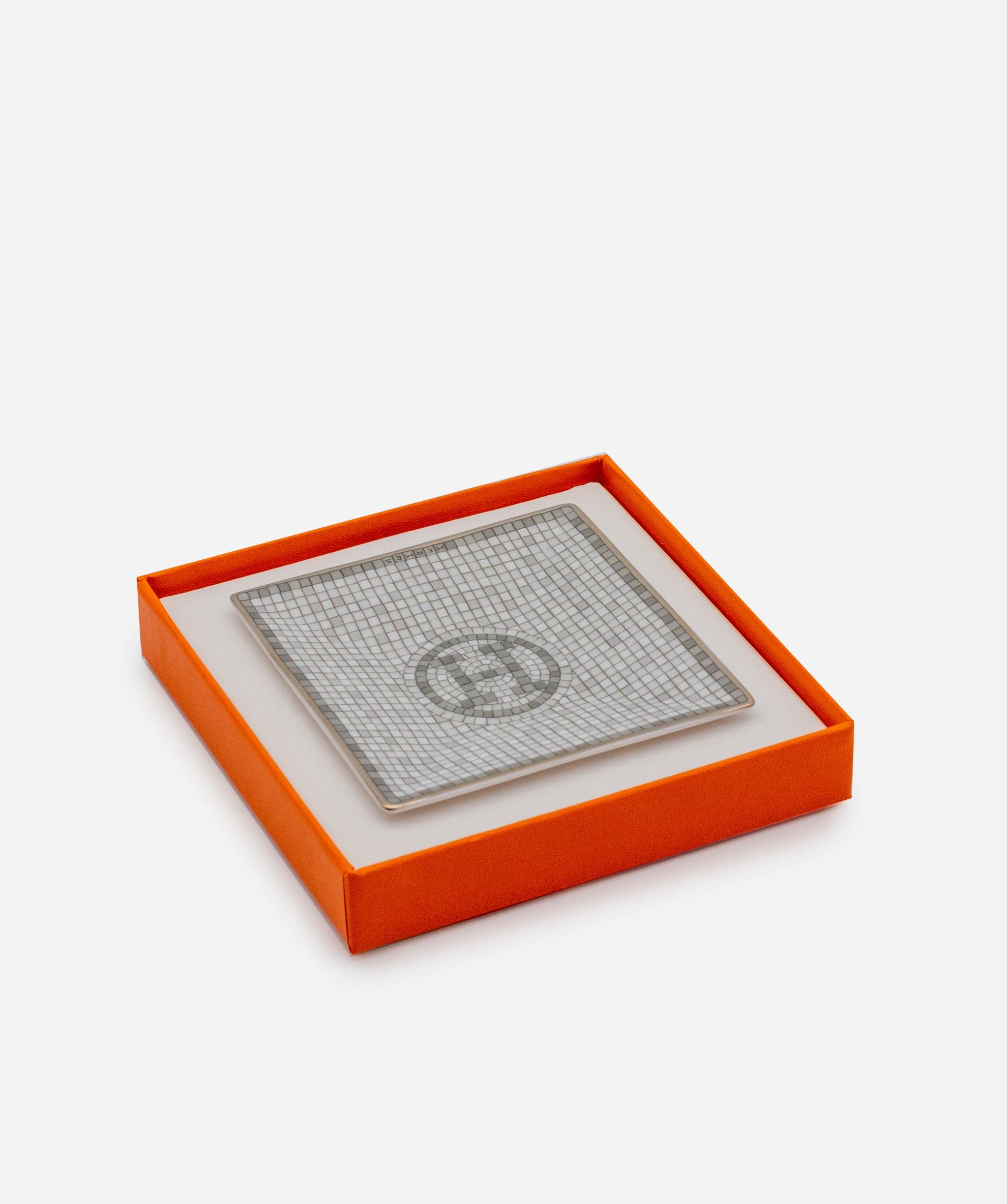 Hermès Hermes Platinum Mosaique Square Plate