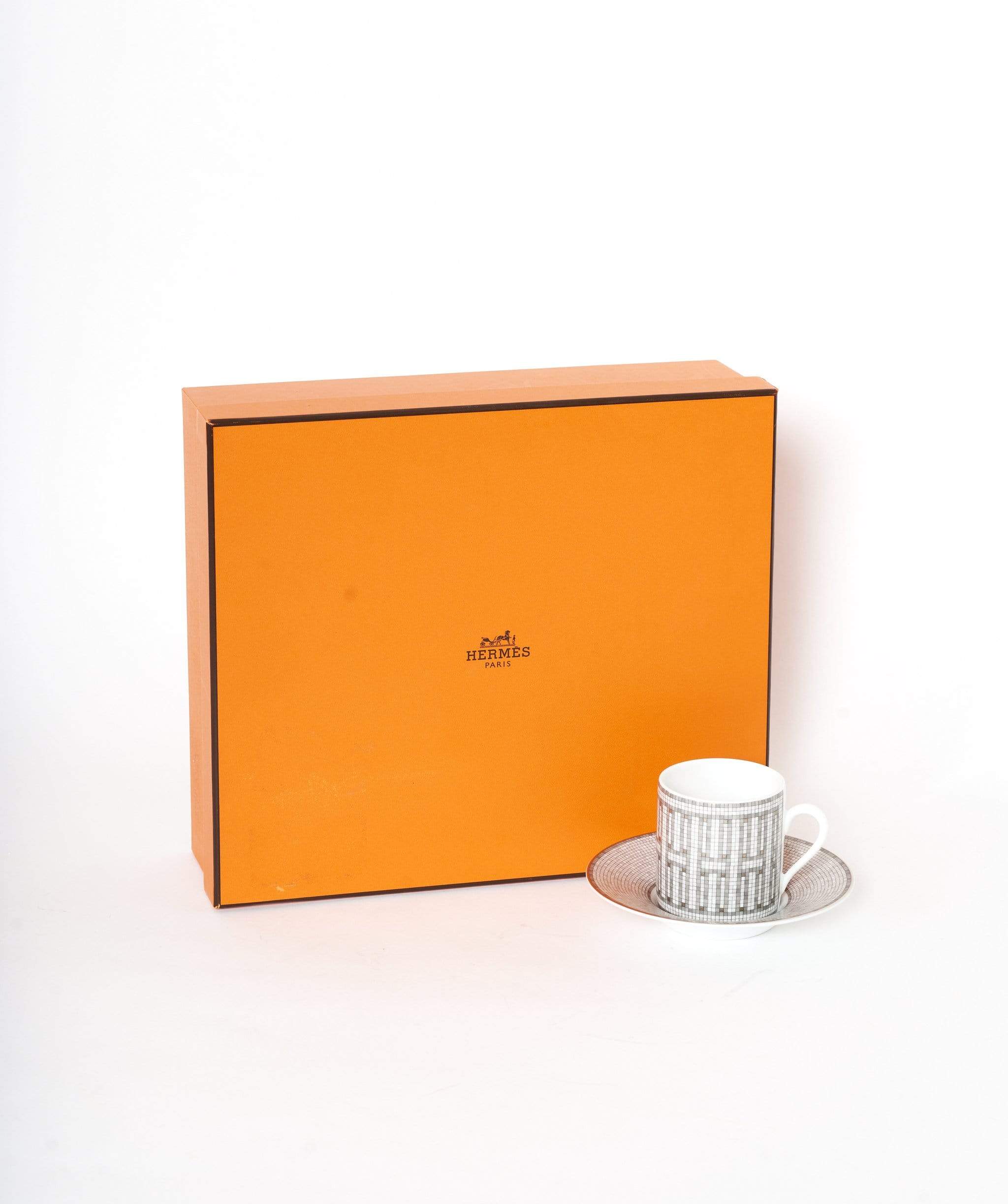 Hermès Hermes silver mosaique single coffee cup and saucer