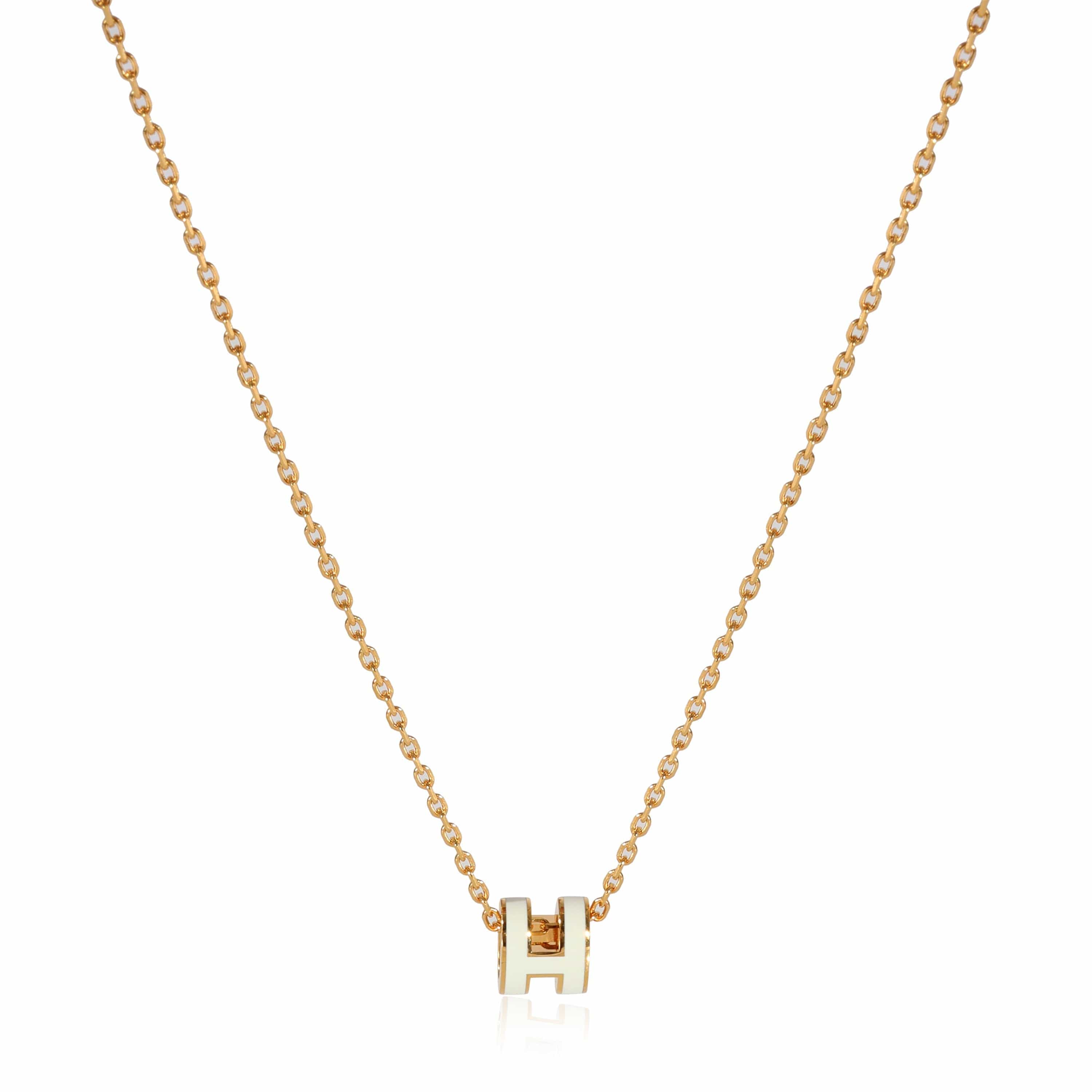 Hermès Hermès Pop H Mini Pendant Blanc Yellow Gold Plated