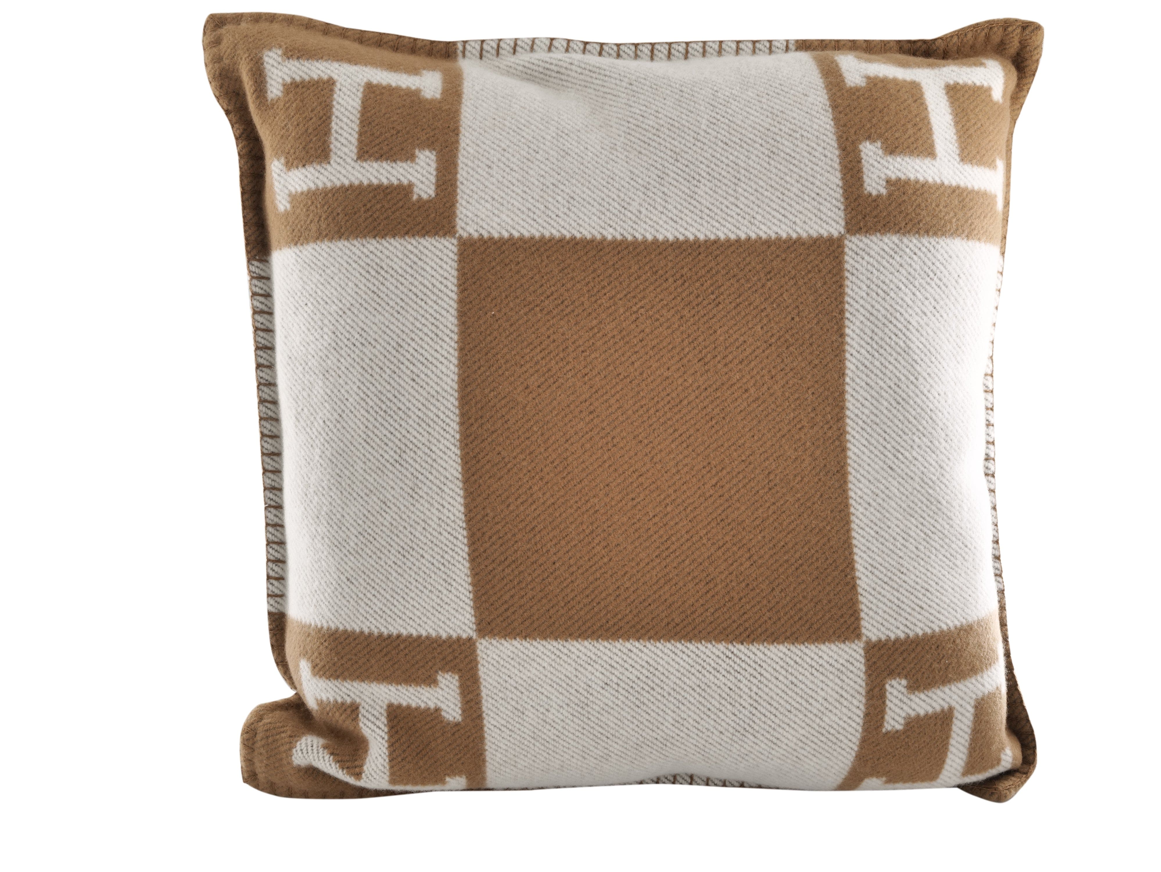 Hermès Avalon Pillow (Small Model) Camel/Ecru 09DEV676