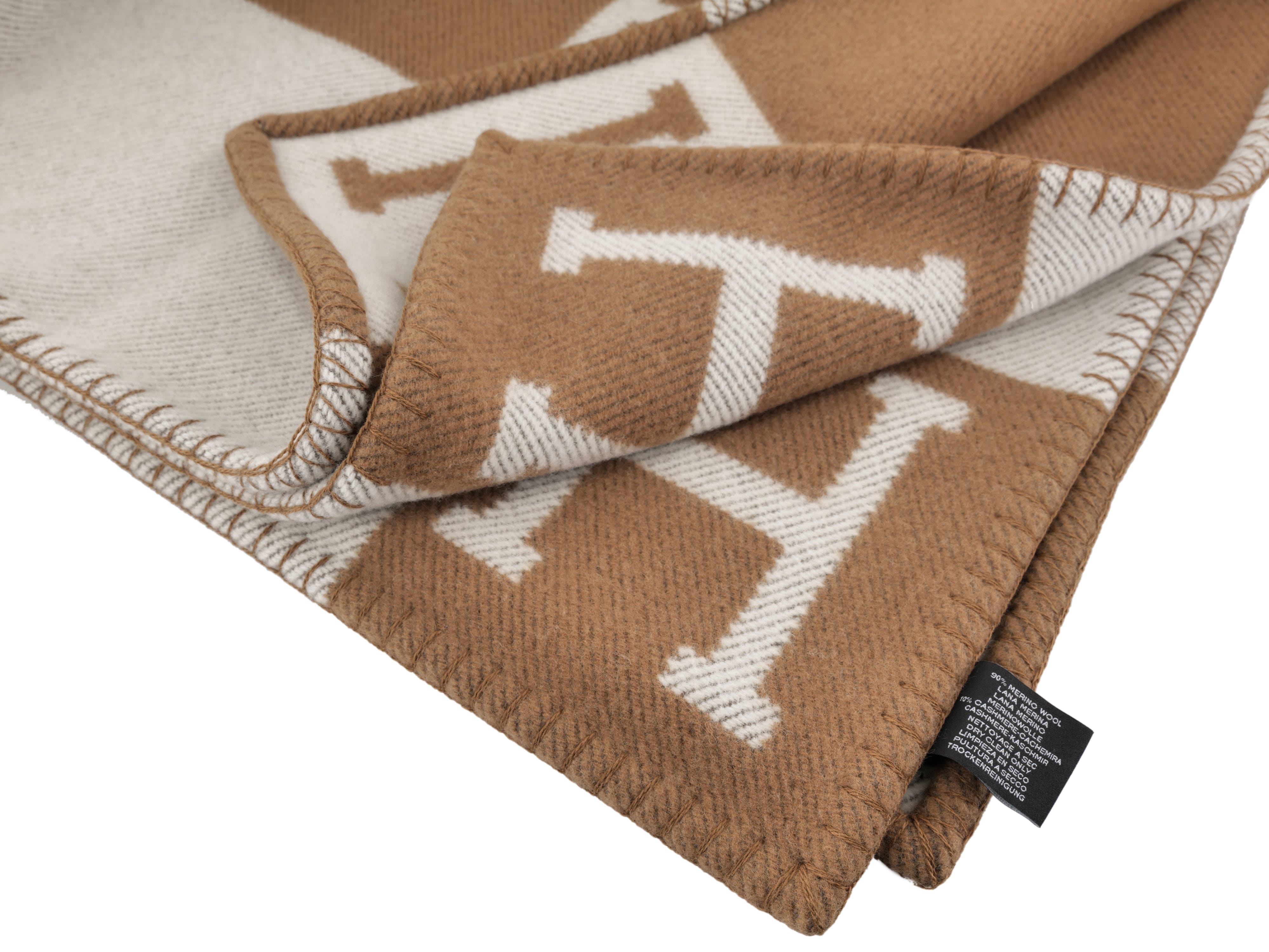 Hermès Hermes Avalon Blanket in Camel/Ecru (No Box) 06DEV676