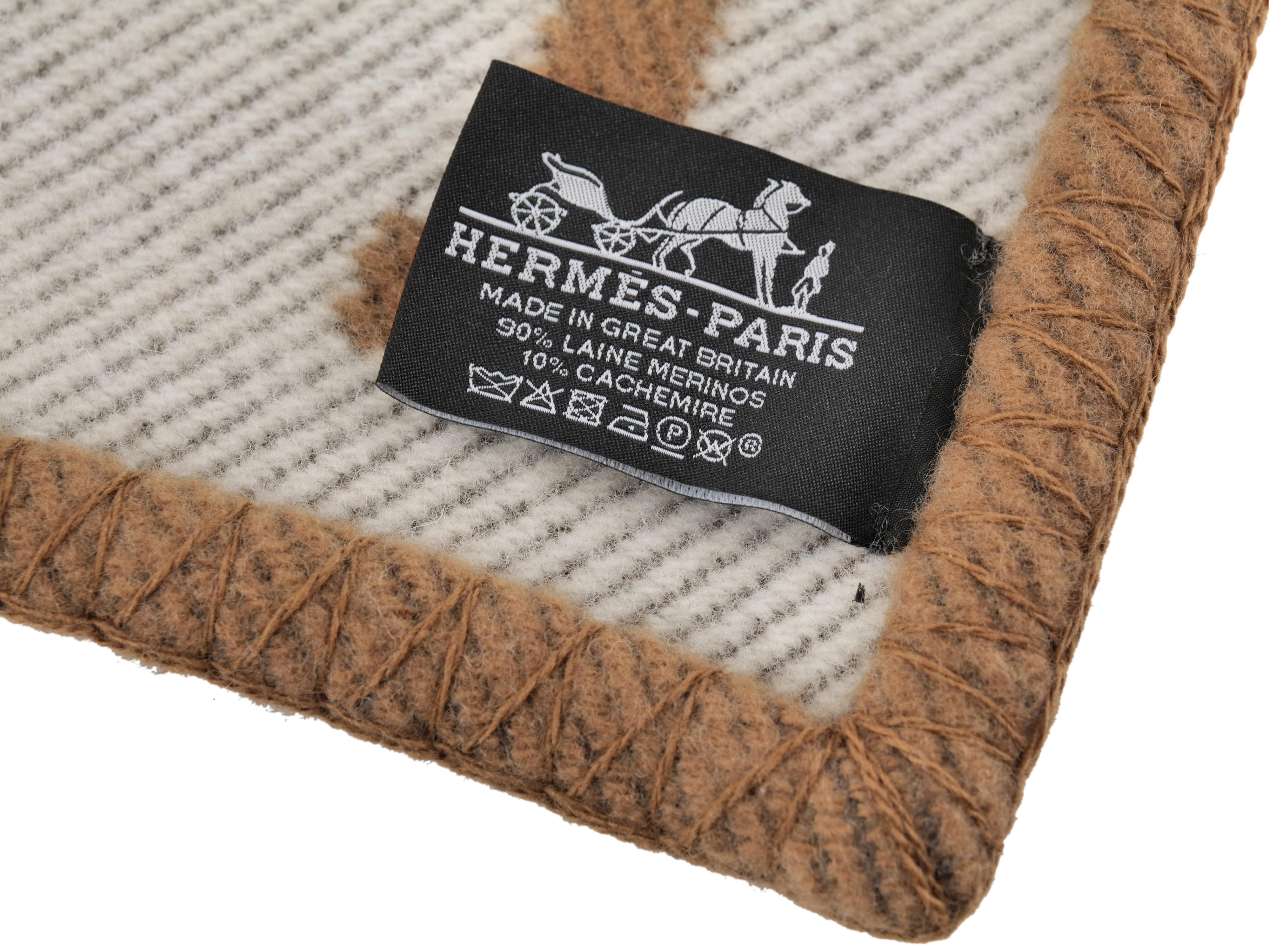 Hermès Hermes Avalon Blanket in Camel/Ecru (No Box) 06DEV676