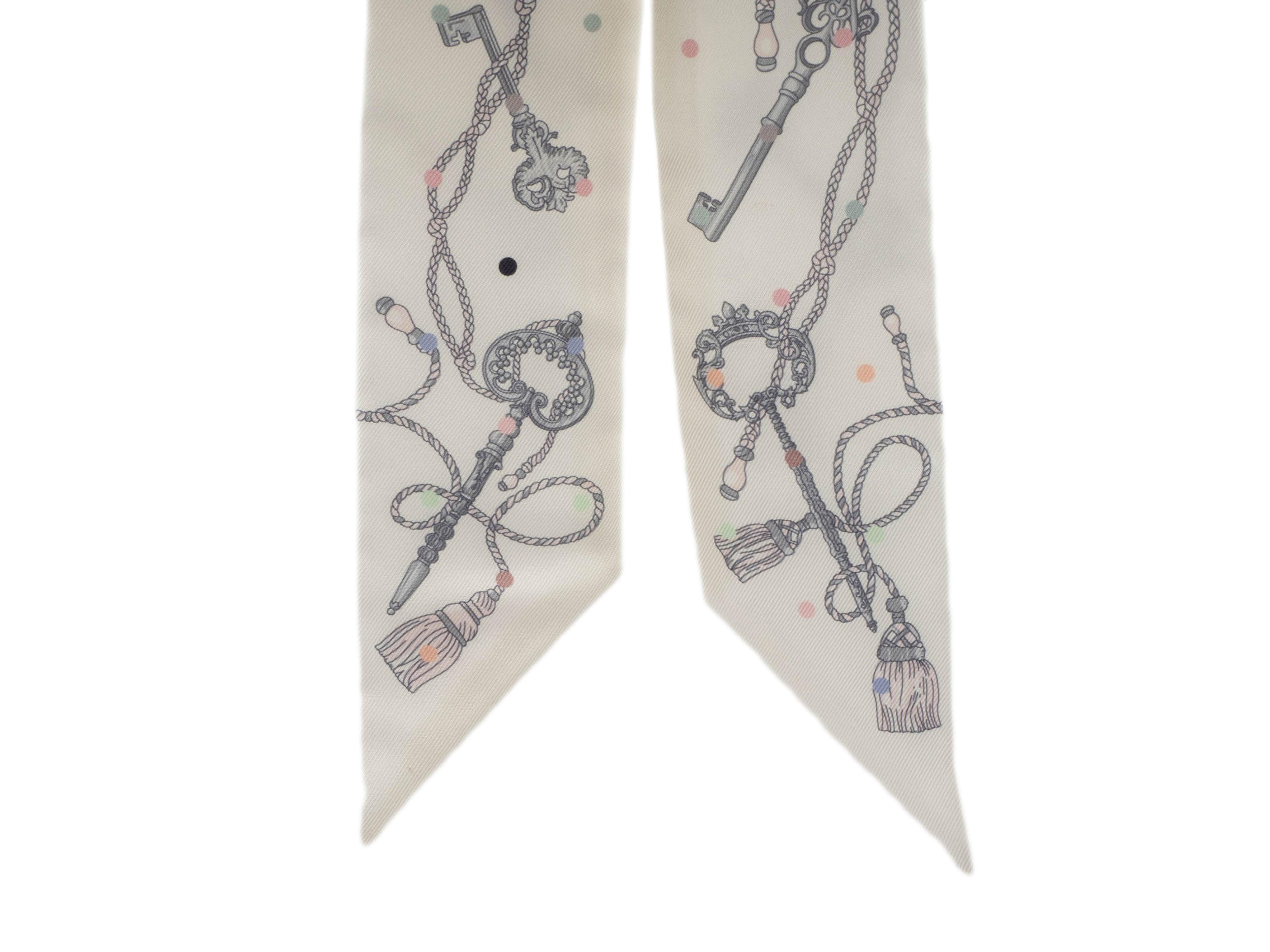 Hermès Twilly ''Les Cles a Pois'' in White & Gris Acier 11DEV676