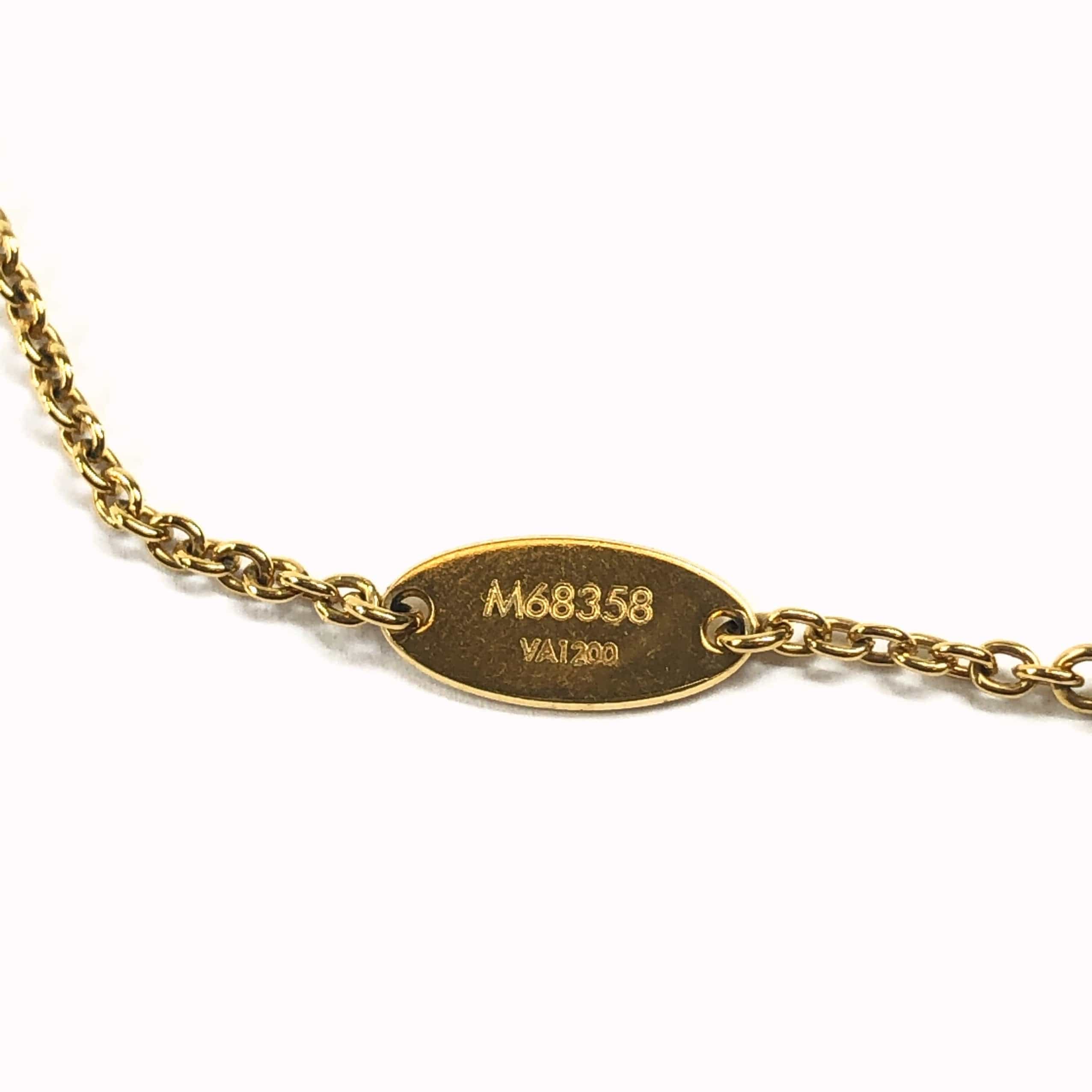 Louis Vuitton Louis Vuitton M68358 Collier Essential V Va1200 Necklace Gp X Fake Pearl Gold Rubbed, Dullness PXL2515