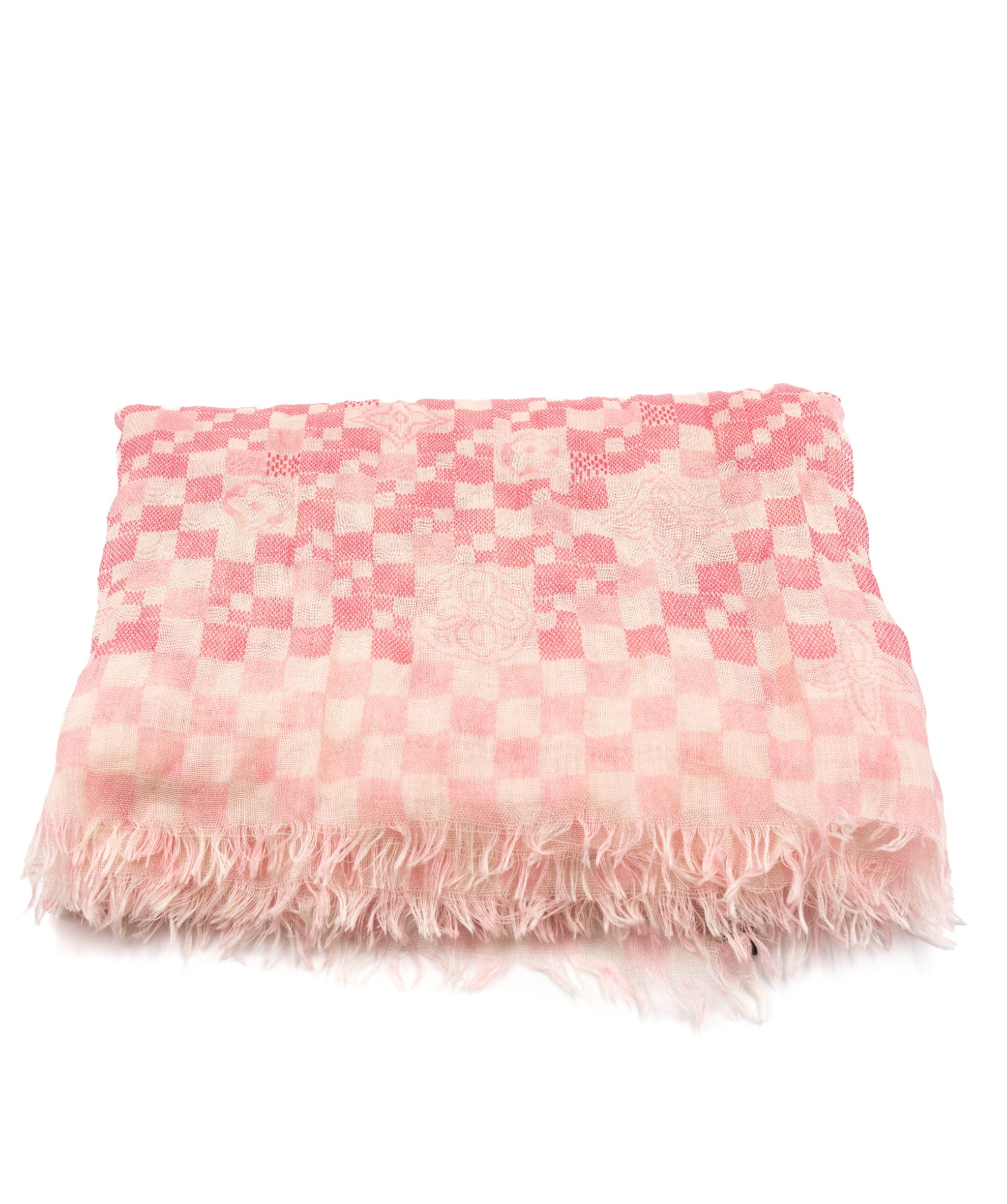 Louis Vuitton LV Damier White Pink Print Scarf - AWL2181