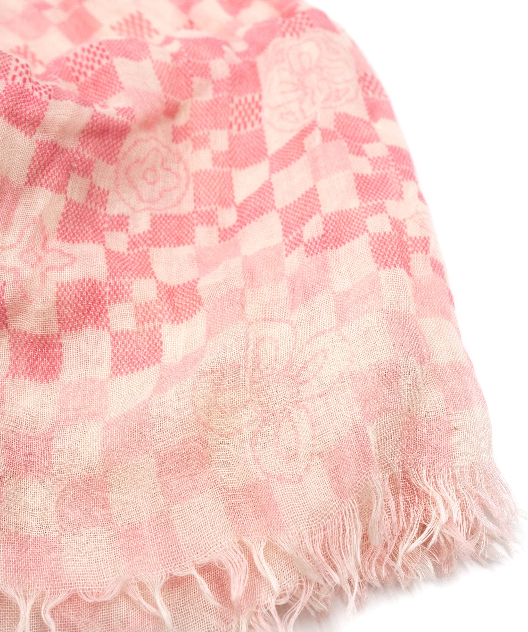 Louis Vuitton LV Damier White Pink Print Scarf - AWL2181