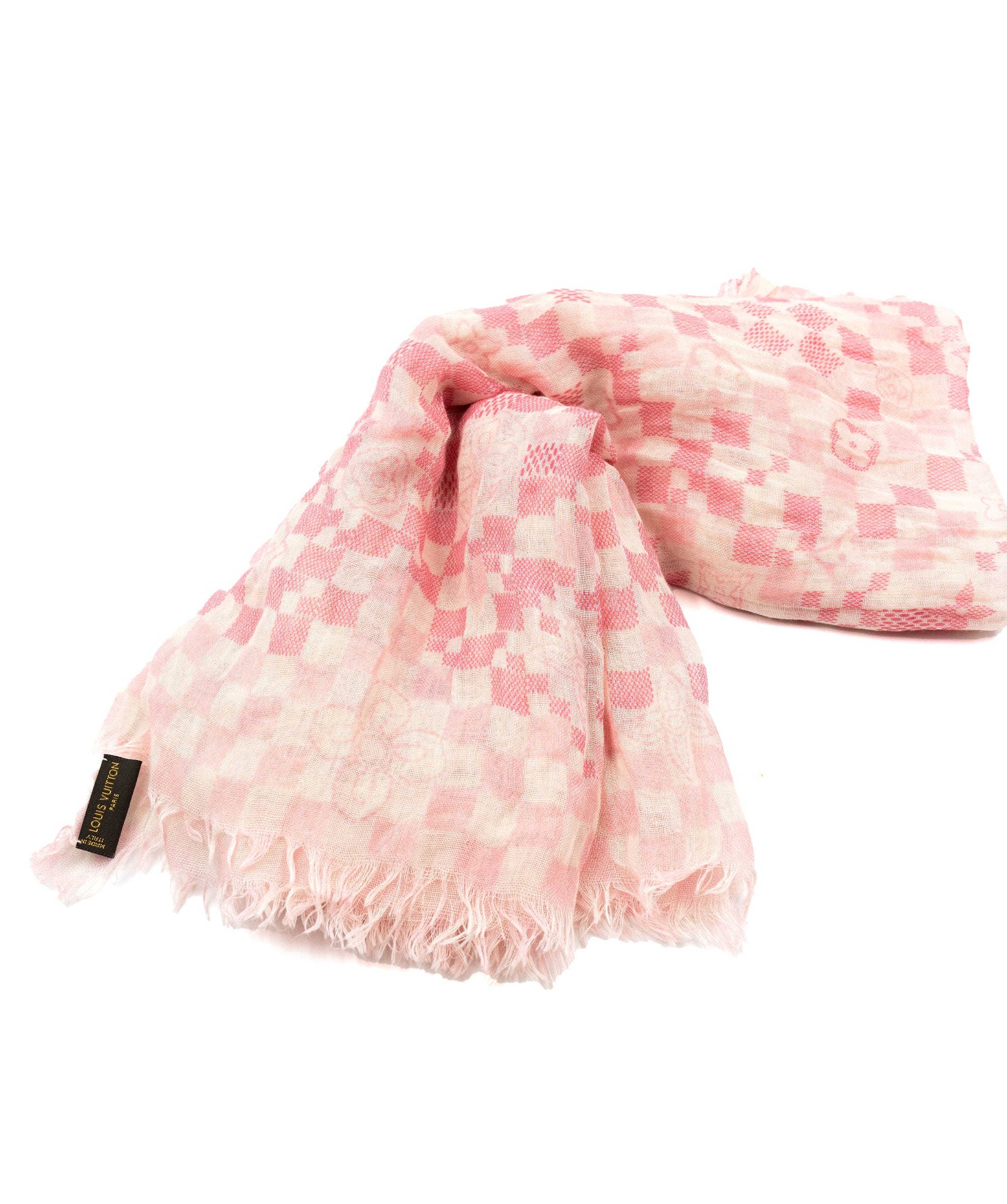 Louis Vuitton LV Damier White Pink Print Scarf - AWL2181