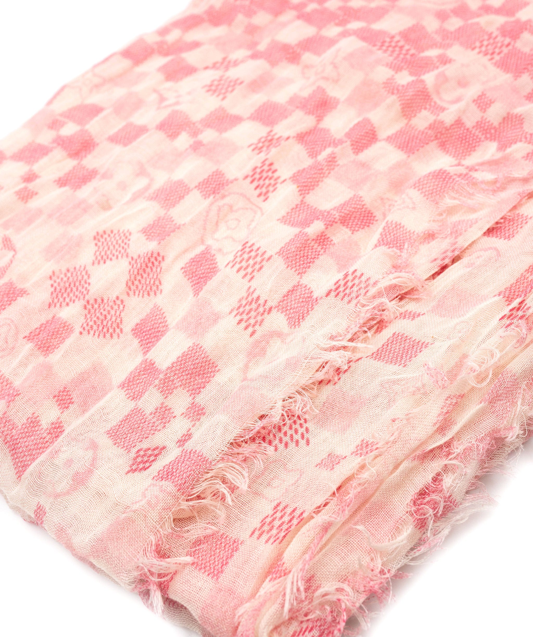 Louis Vuitton LV Damier White Pink Print Scarf - AWL2181