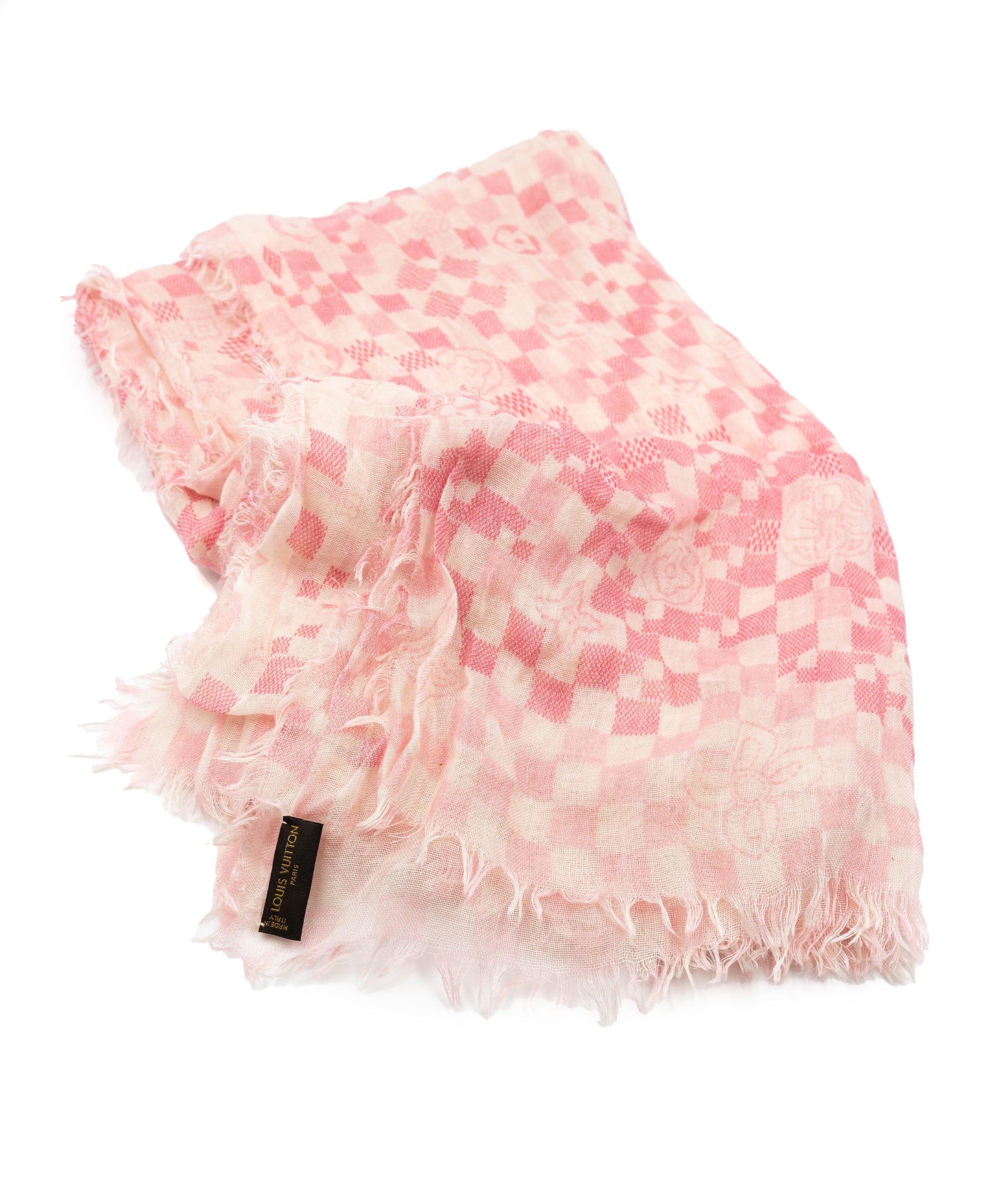 Louis Vuitton LV Damier White Pink Print Scarf - AWL2181