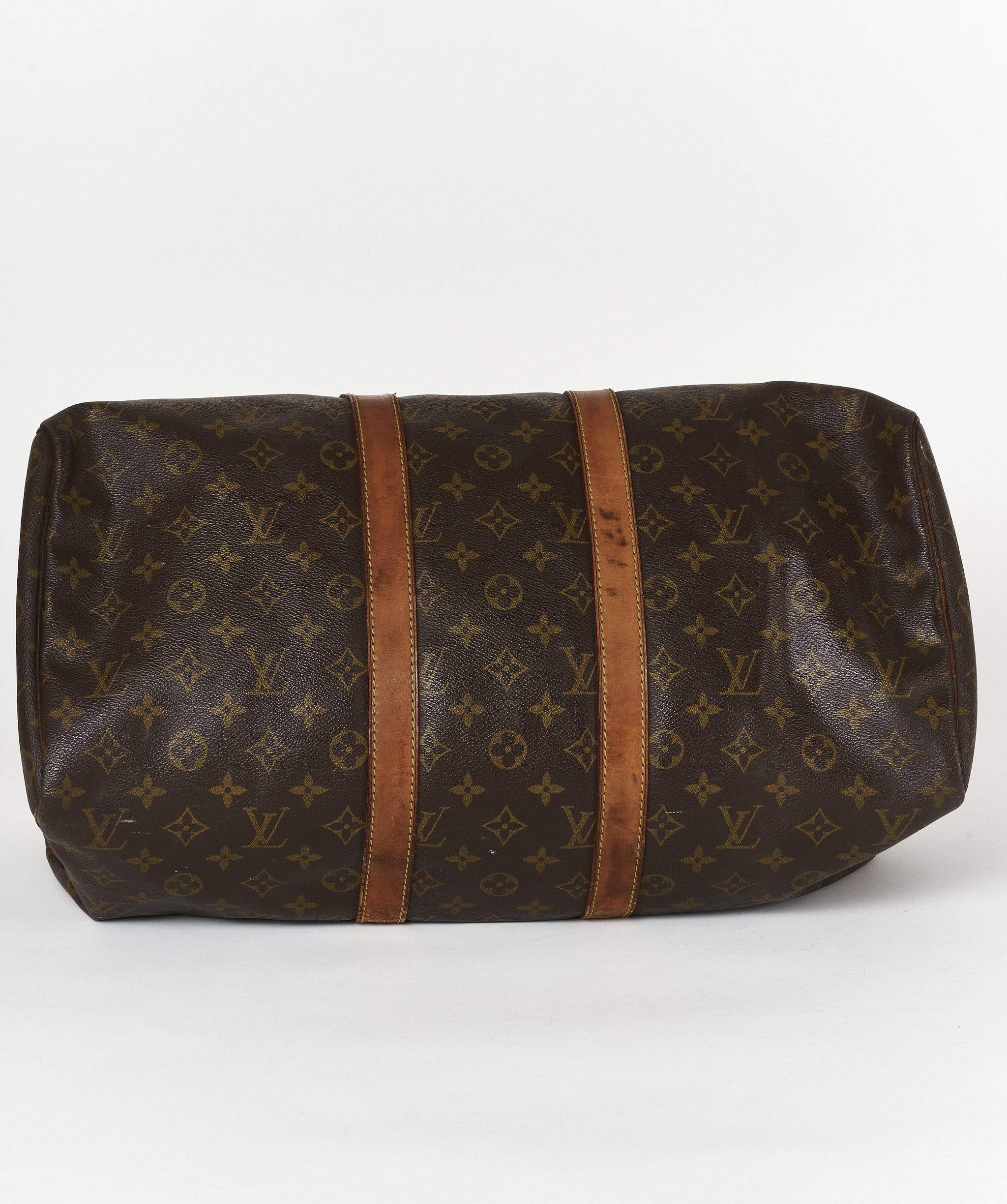 Louis Vuitton Louis Vuitton Brown Leather Monogram Keepall 45