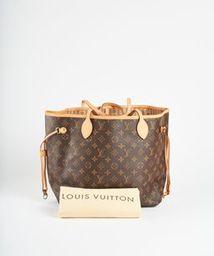 Louis Vuitton Louis Vuitton Brown Leather Monogram Neverfull Bag