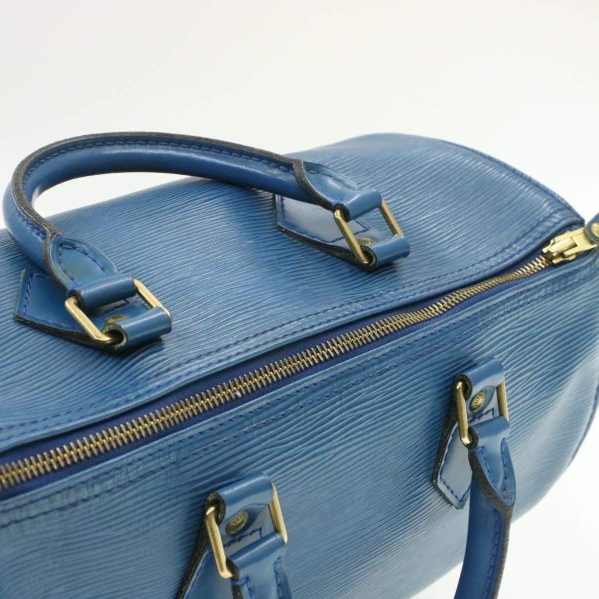 Louis Vuitton LOUIS VUITTON Epi Speedy 30 Hand Bag Toledo Blue LV VI1923