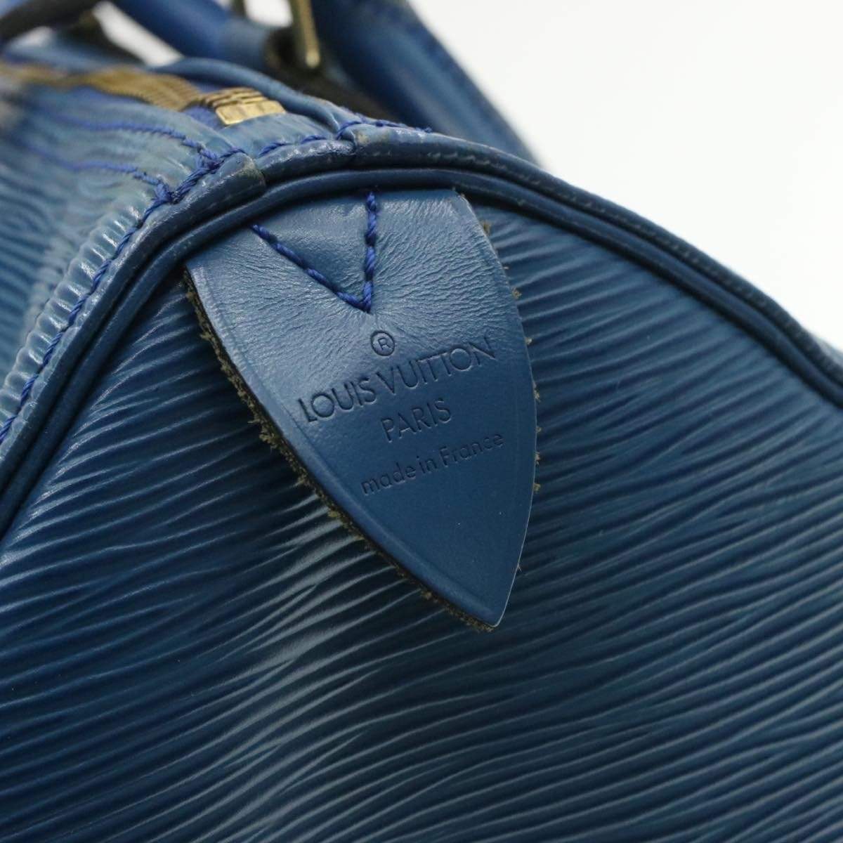 Louis Vuitton LOUIS VUITTON Epi Speedy 30 Hand Bag Toledo Blue LV VI1923